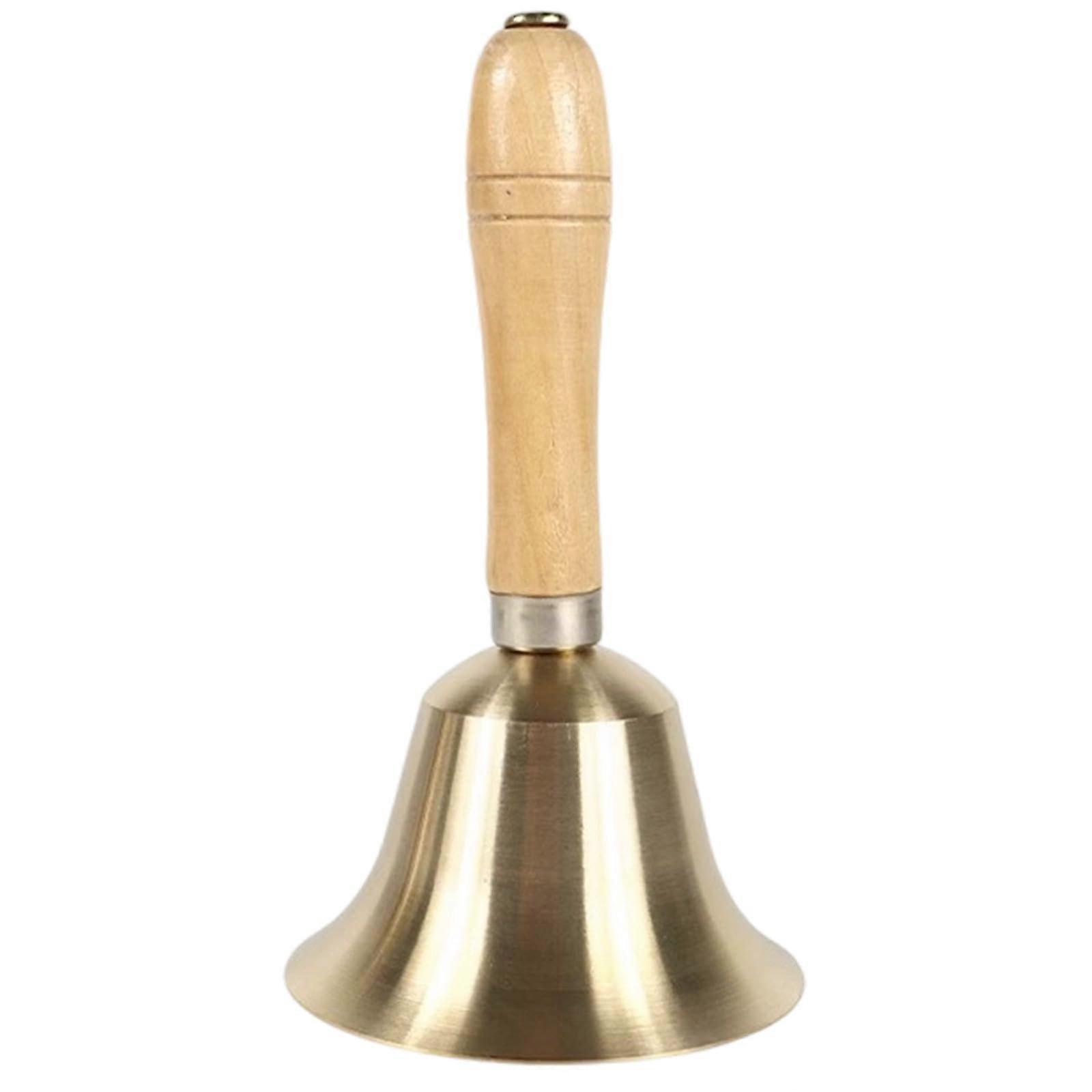 Large Hand Bells with Wooden Handle, Brass Hand Bell for Weddings, School, Classroom and Games
