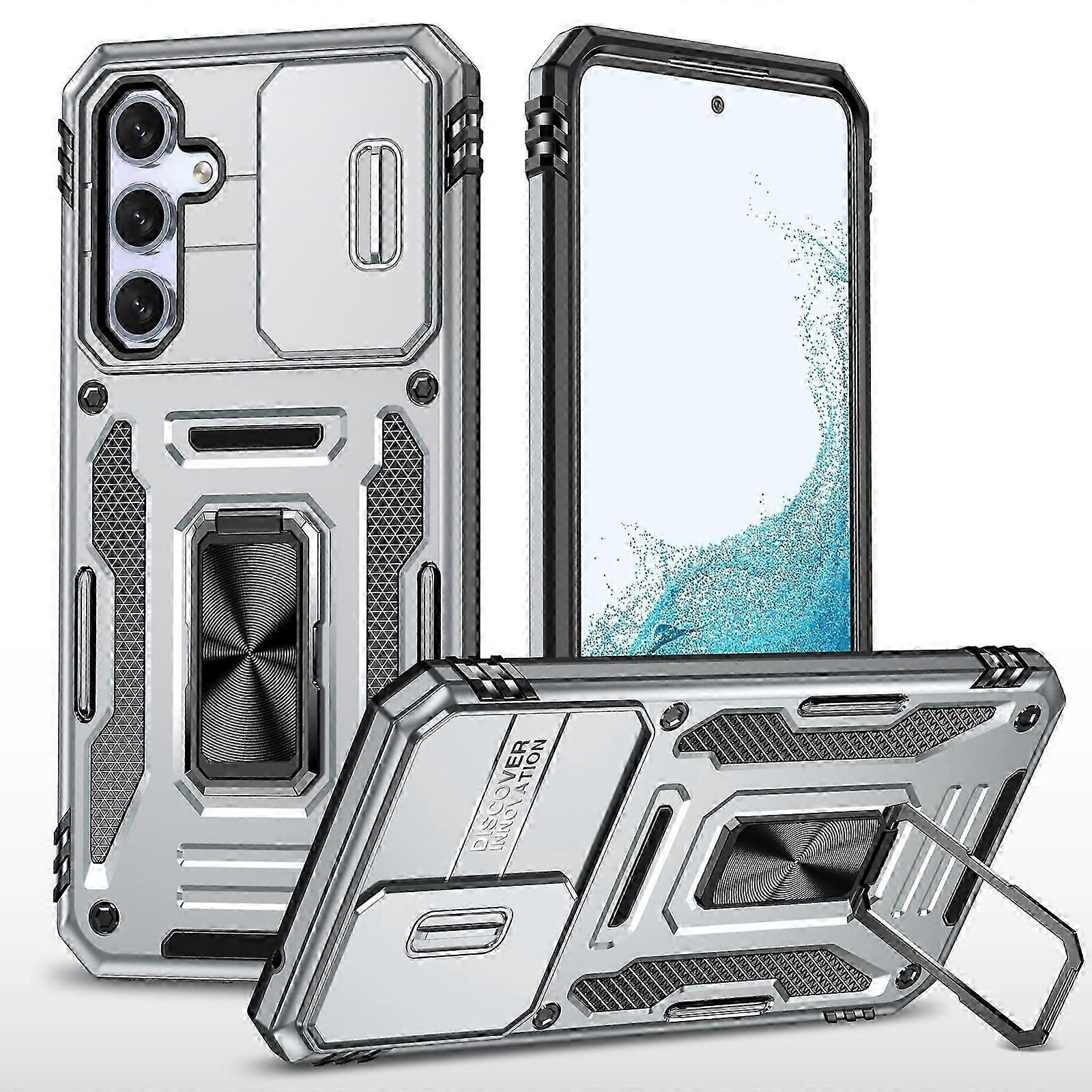 For Samsung Galaxy A55 case, with sliding camera case, Military Grade Shockproof Case with Ring Kickstand
