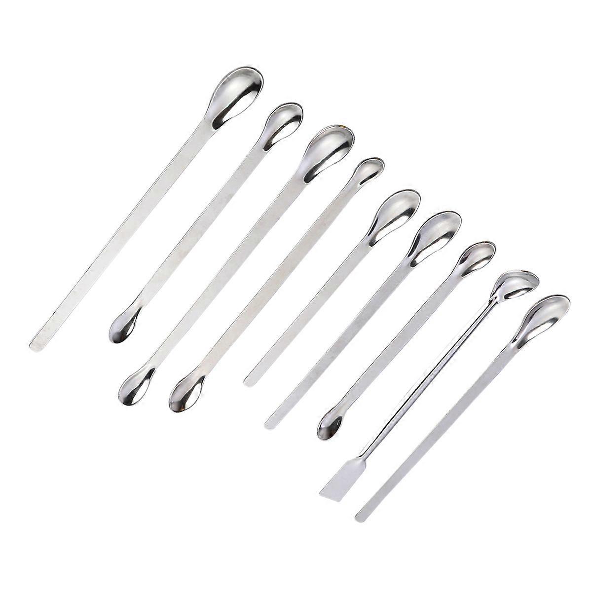 Stainless Steel Sampling Spoons and Mixing Spatulas for Laboratory and Cooking Use, Silver, Various Sizes for Powder and Granule Handling
