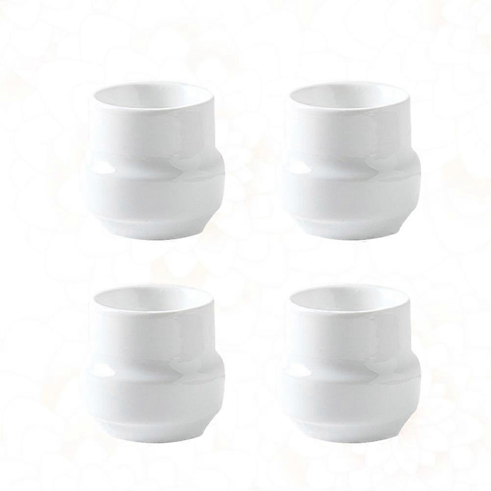 4pcs White Ceramic Egg Cup Practical Egg Stand Holder For Breakfast Home And Restaurant Use Easy To Clean