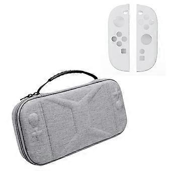 For Nintendo Switch 2 EVA Snowflake Fabric Storage Case with Controller Protective Cover - Grey Whit