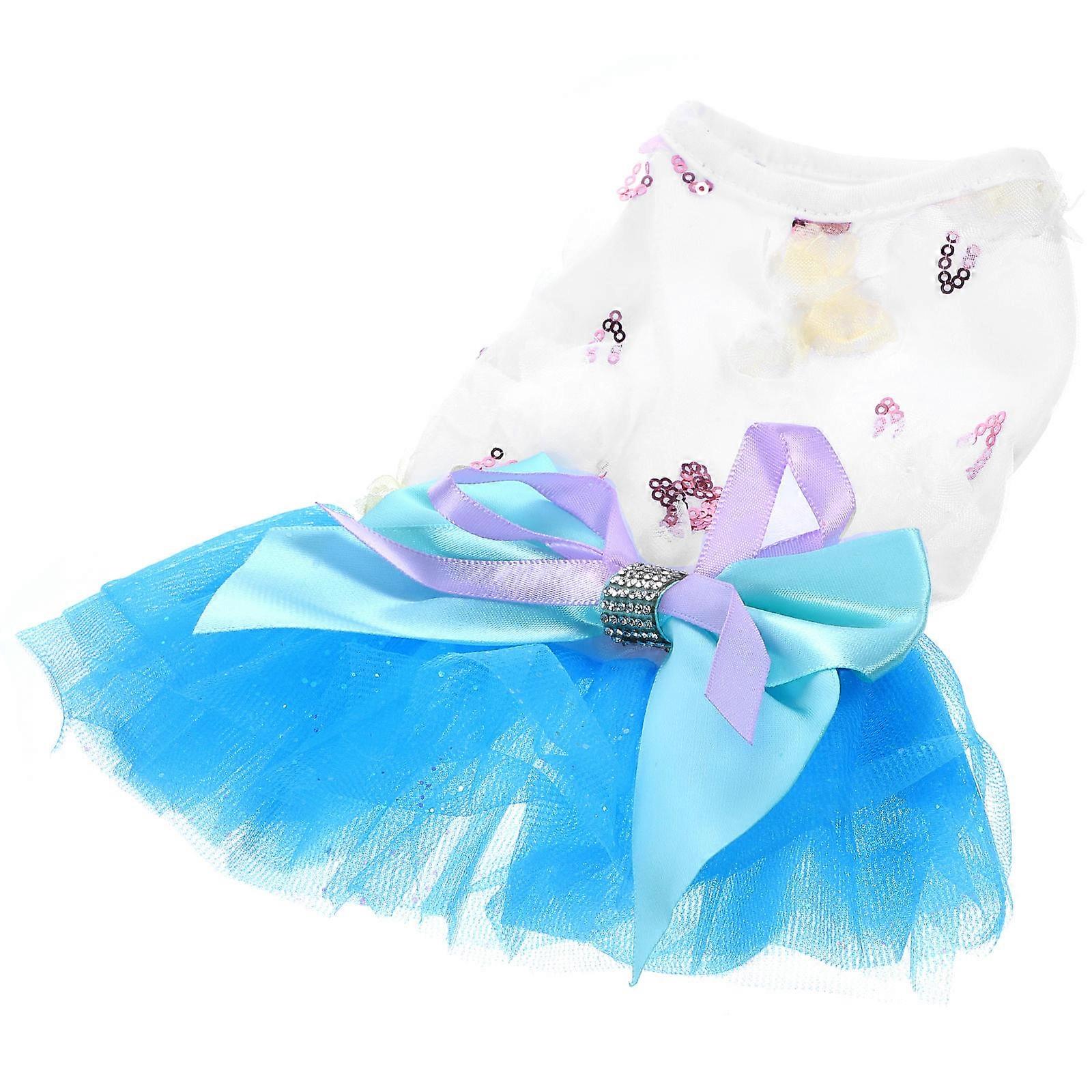 Blue Polyester Dog Princess Costume for Pet Use Lightweight and Durable Size Small