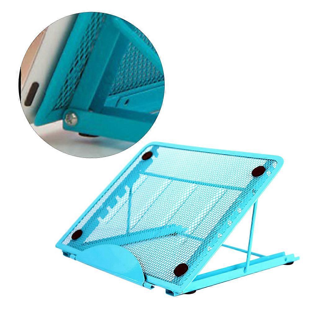 Blue Adjustable Laptop Stand with Cooling Base for Comfortable Viewing Angle and Laptop Use Steel