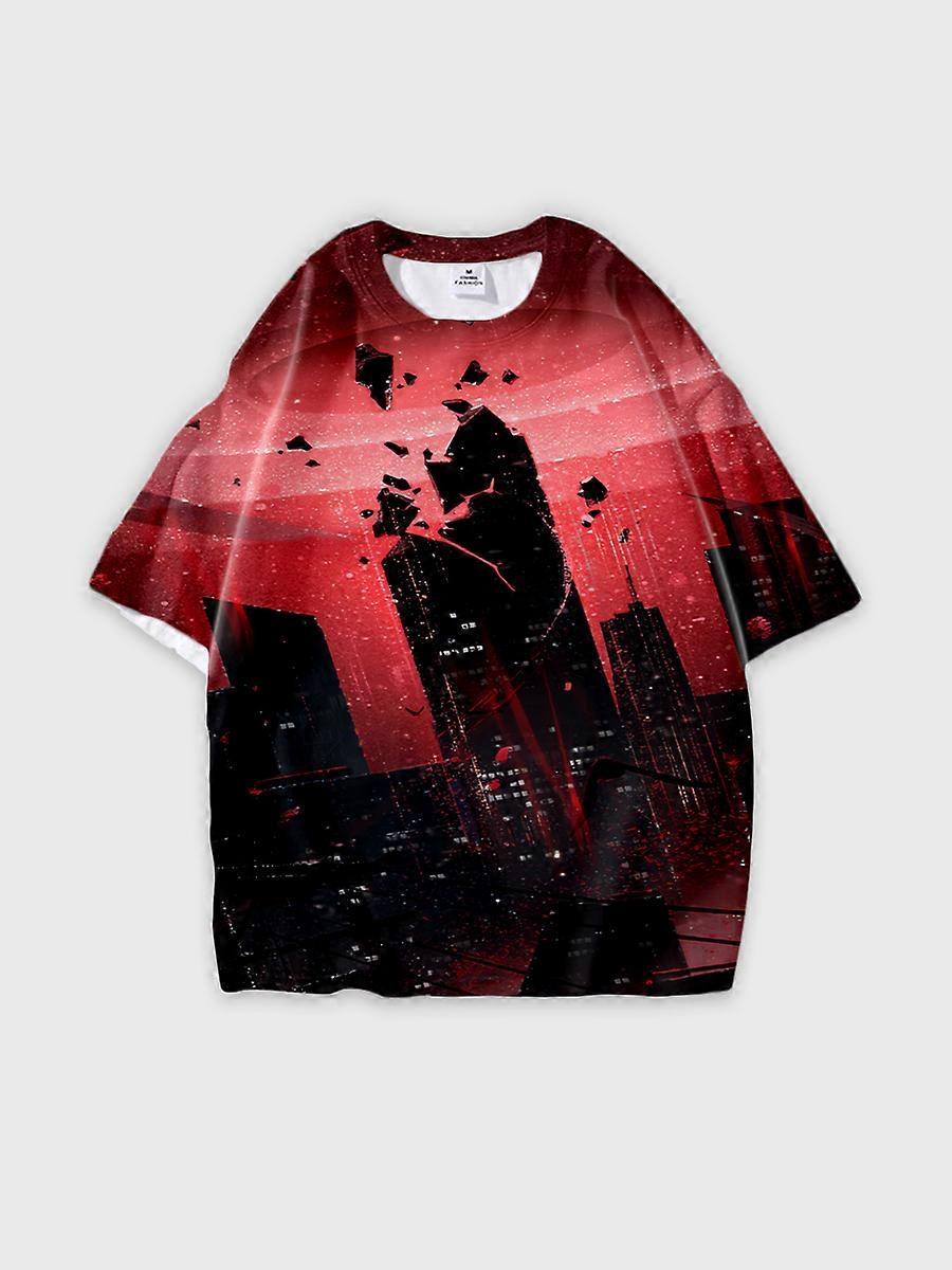 T-Shirt Rundhalsausschnitt Role Pattern locker kurzarm B786