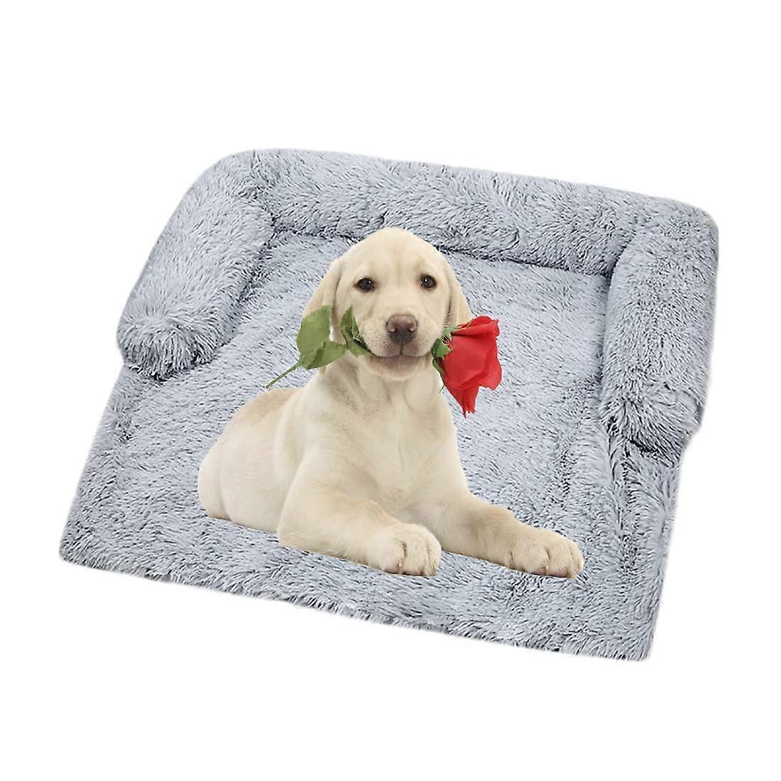 Couch Cushion for Dogs and Cats Large Rectangular 120x95x15 cm Light Grey Waterproof Underside Washable Blanket with Zip