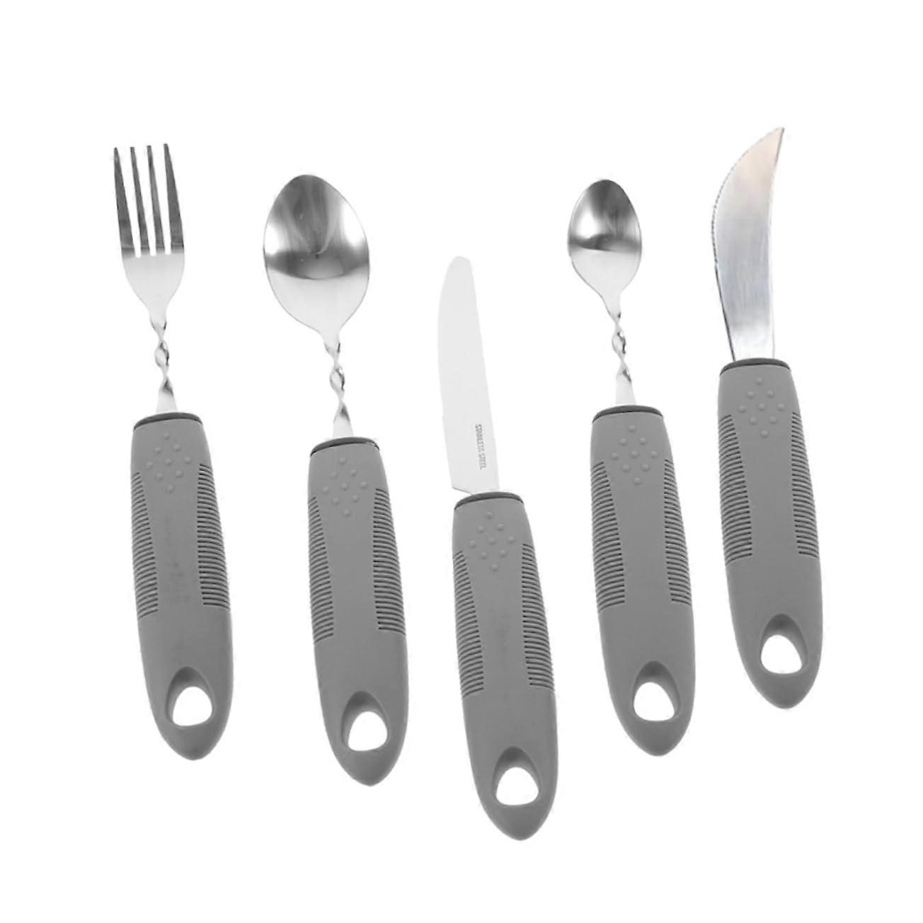 Adjustable Non-Slip Cutlery Set For Seniors Adaptive Utensils With Curved Spoons Forks And Knives For Elderly Patients