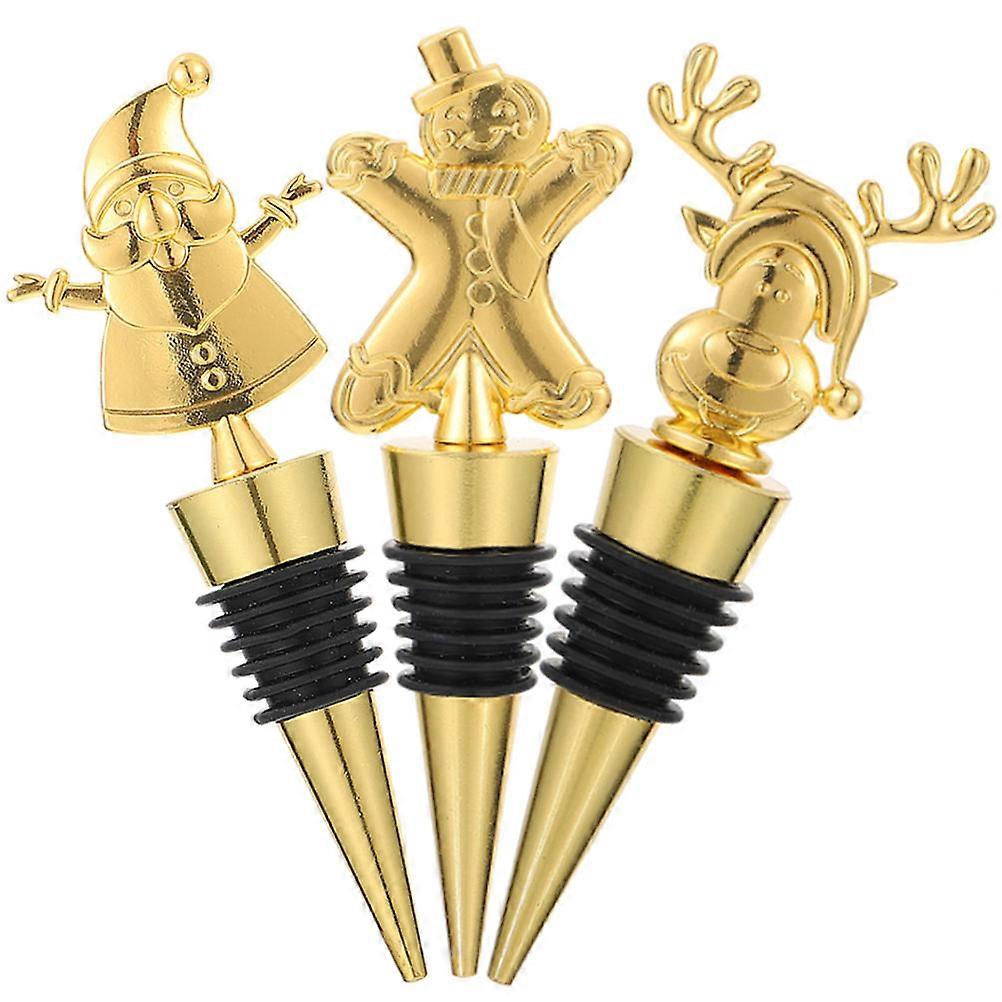 3Pcs Christmas Stoppers For Lovers Party Banquet Golden Sealing Accessory