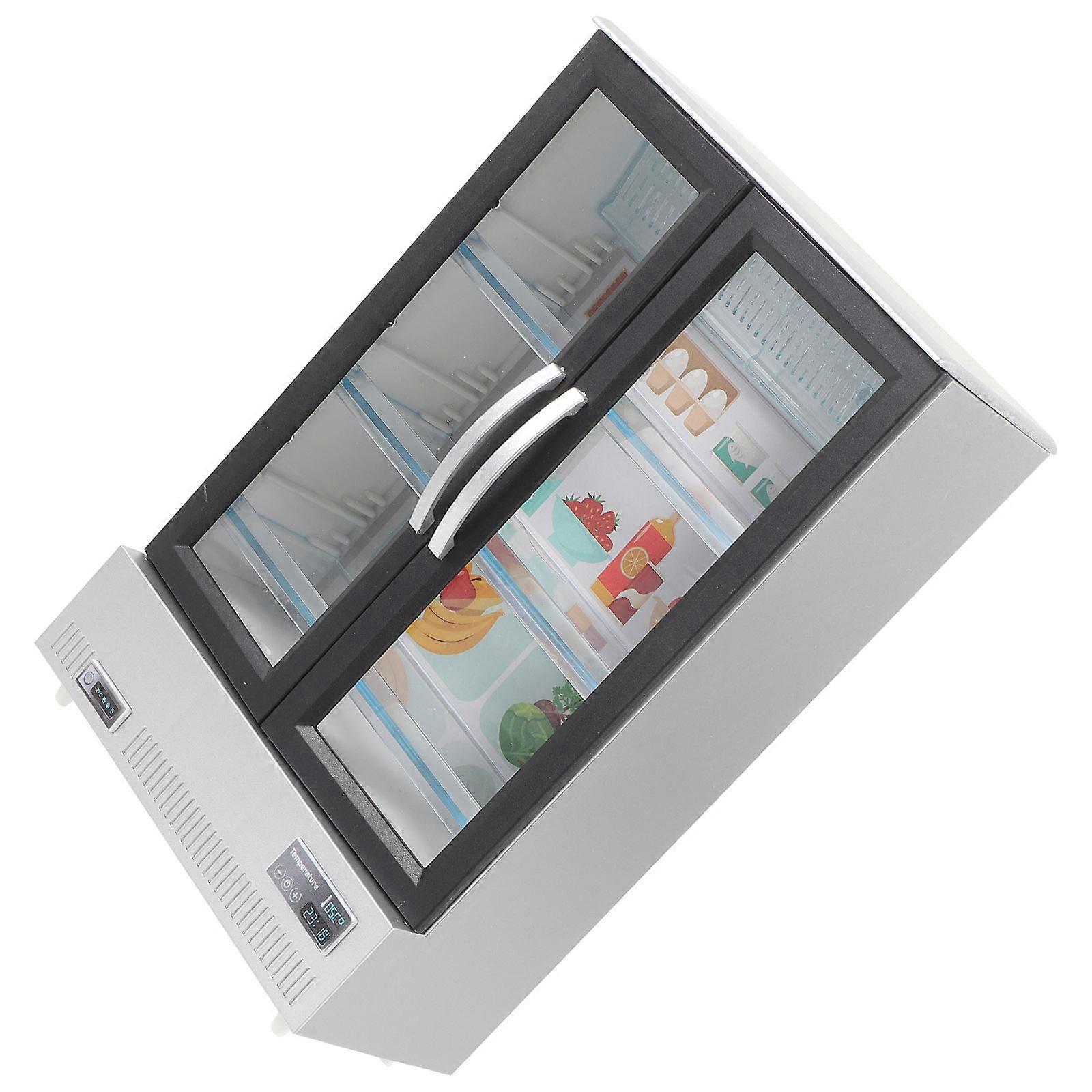 Mini Double Door Plastic Refrigerator for Decor Compact Size Fits Doll House Scene
