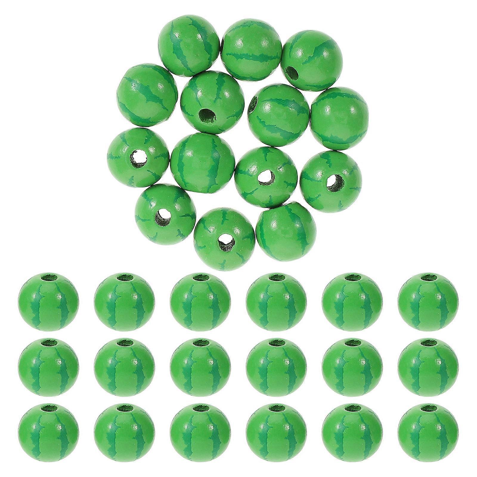 Green Painted Wooden Beads for DIY Craft Projects with Smooth Surface 50pcs