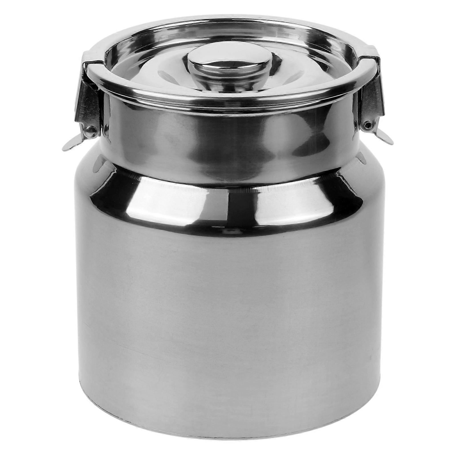 FRCOLOR Stainless Steel Milk Can Metal Milk Jug with Sealed Lid Large Capacity