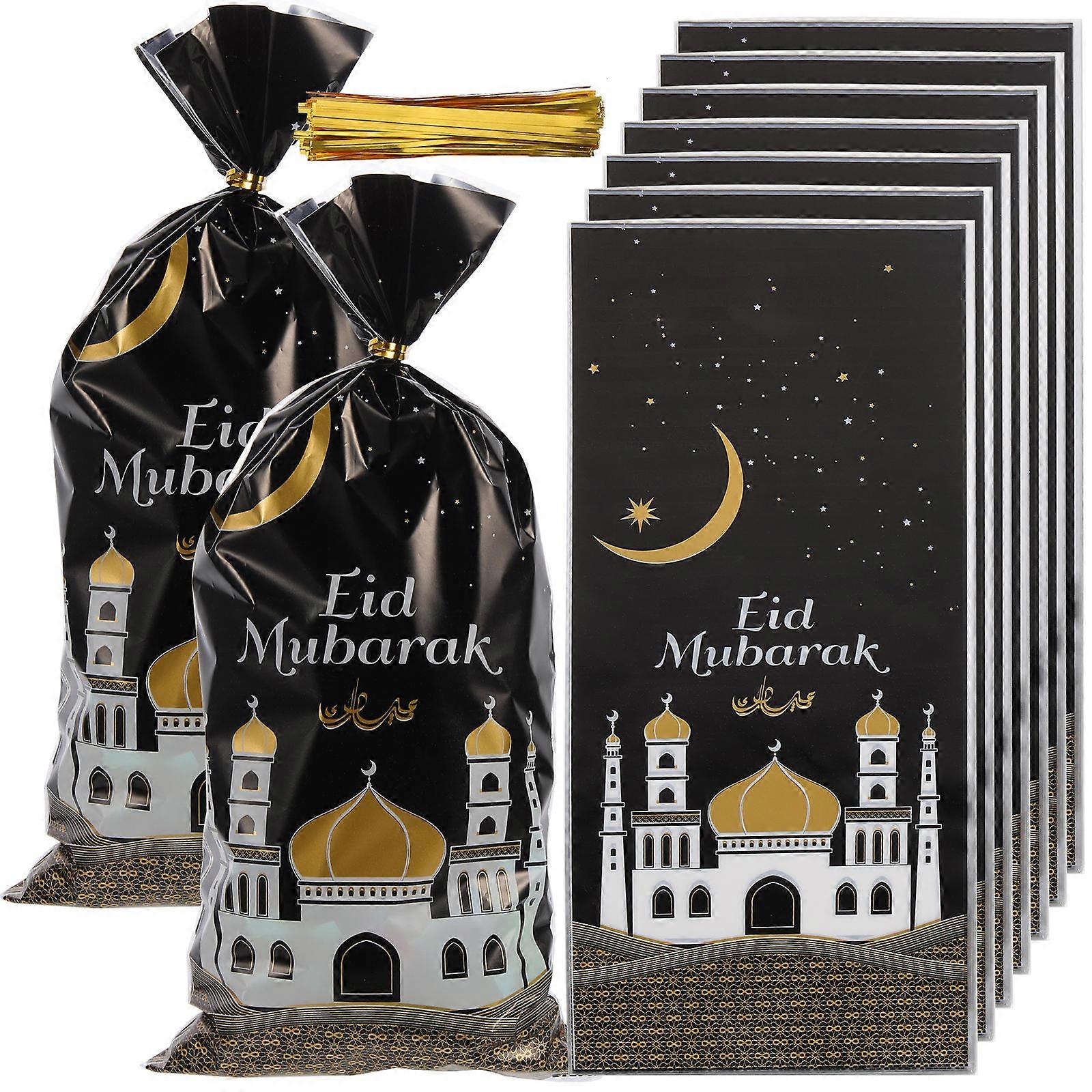 Wrapping Bags For Presents Plastic Composite Material Eid Mubarak 50Pcs