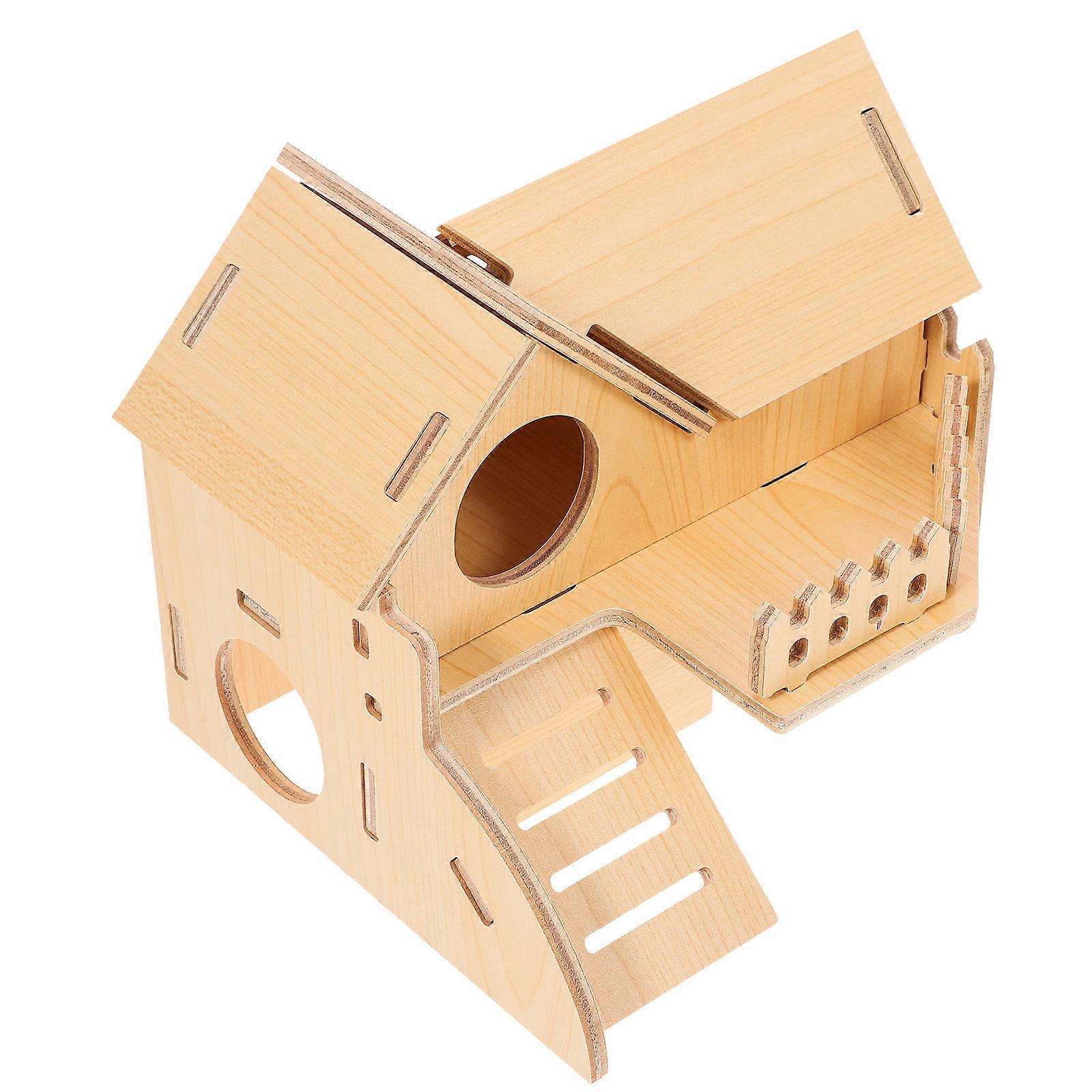 Durable Hamster House Small Animal Hideout for Guinea Pigs Squirrels and Rats Rustic Cage Accessory for Play and Exercise