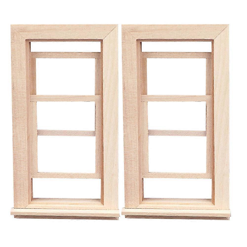Scale Dollhouse Wooden Window Frame Miniature Sliding Windows for Dollhouse Furniture Accessories Unfinished Wood for Custom Decoration Interactive