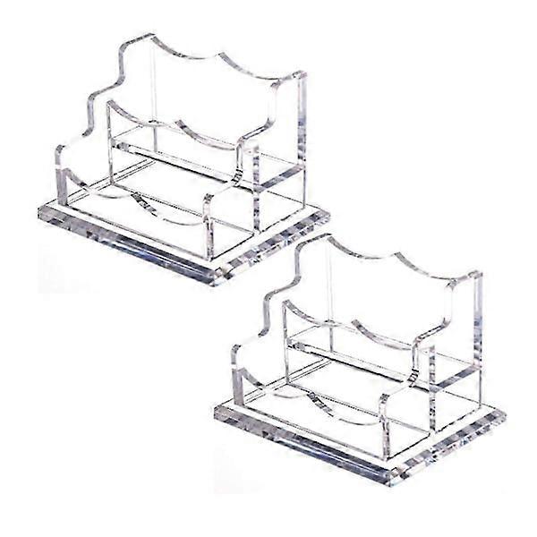 Confezione da 2 Portabiglietti da Visita in Acrilico compatibile con Scrivania, Porta Biglietti da Visita Trasparente Orizzontale, Des