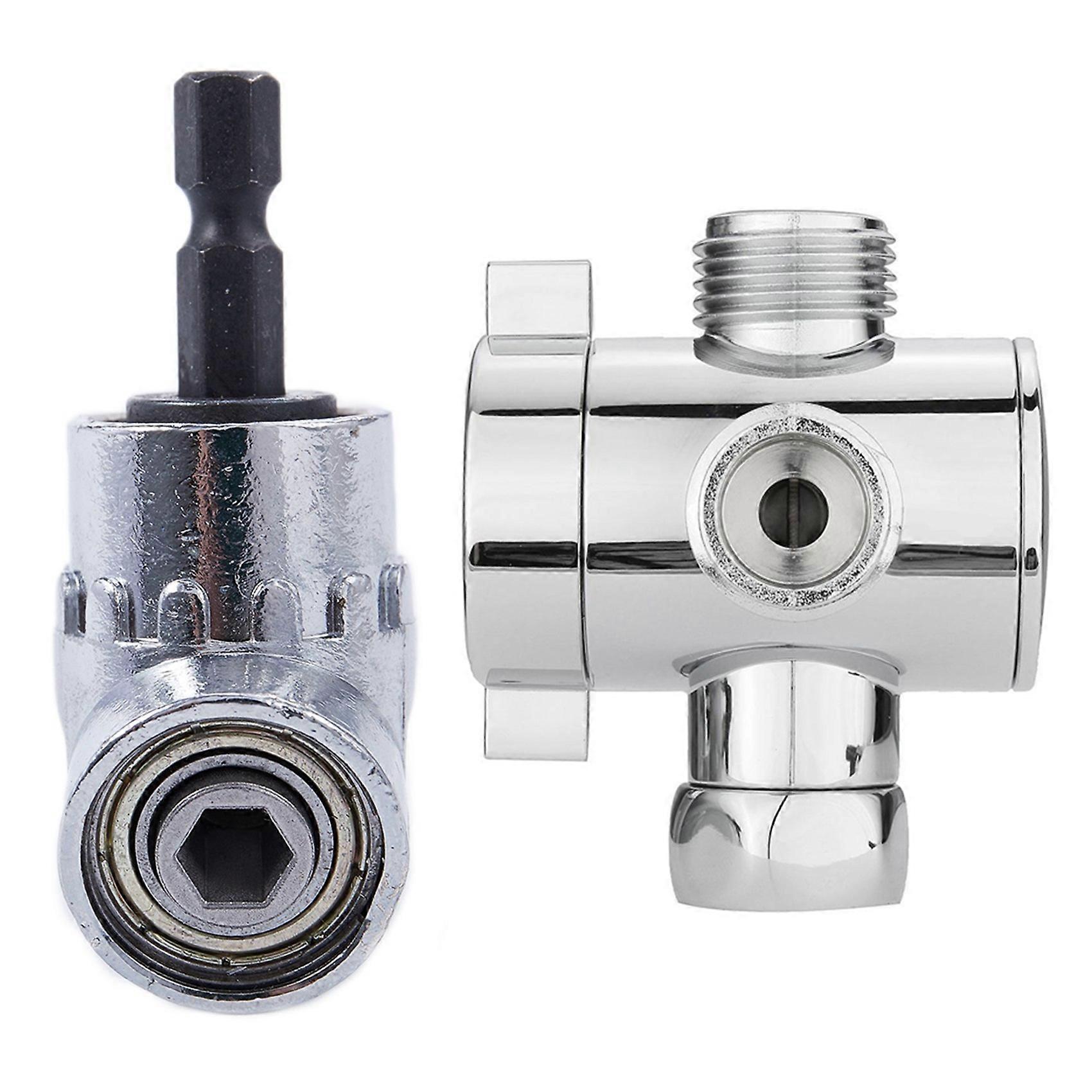 1/4 Inch Extension Hex Drill Bit Adjustable Hex Bit Angle Driver Screwdriver with 1/2 Inch 3-Way T-A