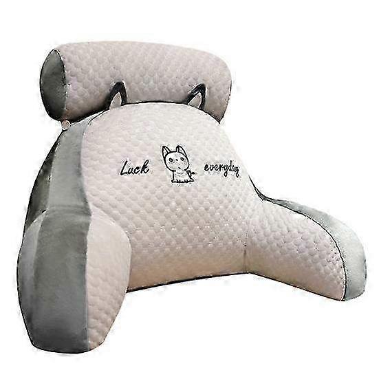 Bed Rest Reading Pillow with Arm Support - Cartoon Print Detachable Backrest Cushion for Sofa & Couch Comfort