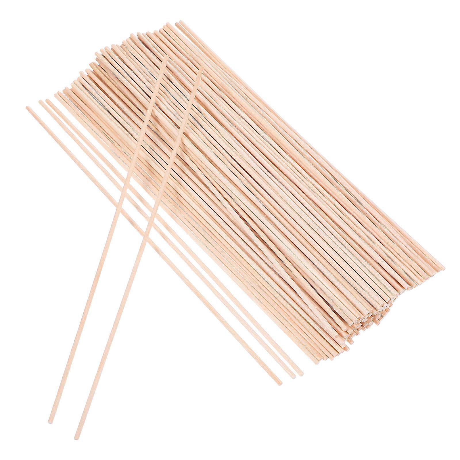 Small Dowel Rods Unfinished Natural Wood Craft Dowel Sticks Diy Materials Educational Tool Round Shape Beige Color 100Set