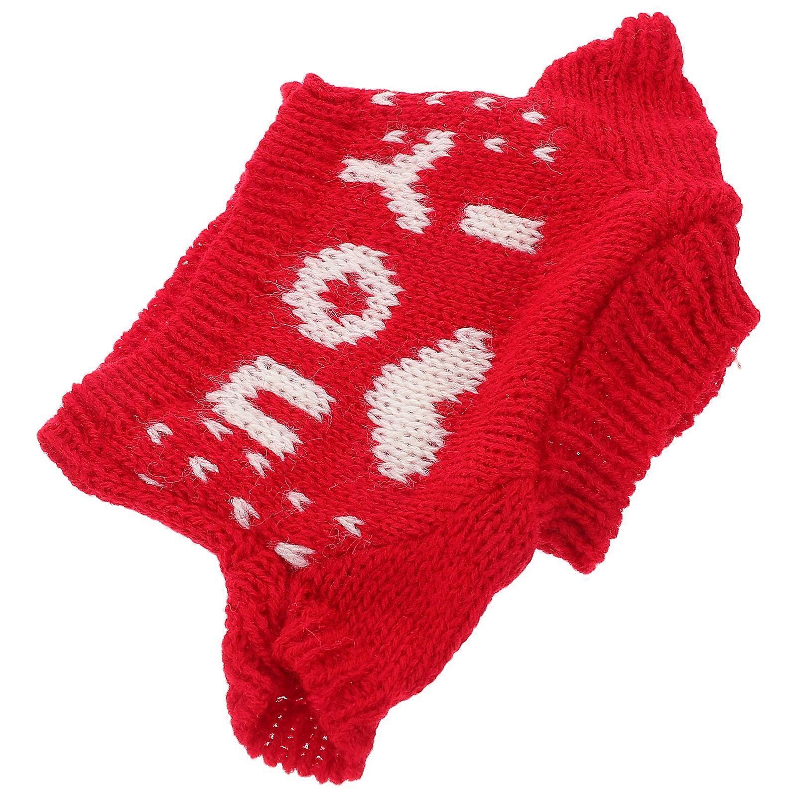Soft Red Yarn Bear Hoodie Sweater for Plush Dolls – Cozy Knitted Outfit for Interactive Dress Up and Parent Child Bonding