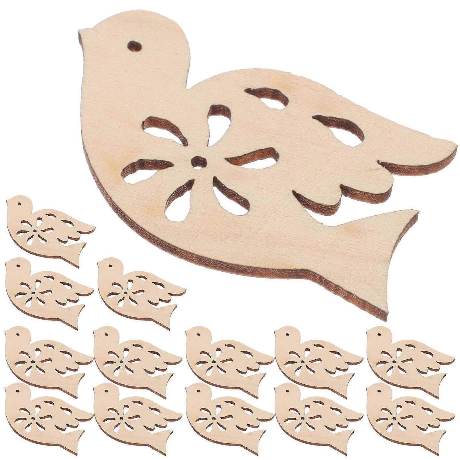 20pcs Unfinished Wooden Peace Dove Cutouts for DIY Crafts, Decorative Bird Shapes for Christmas Trees, Home Decor & Card Making – Unique Hollow