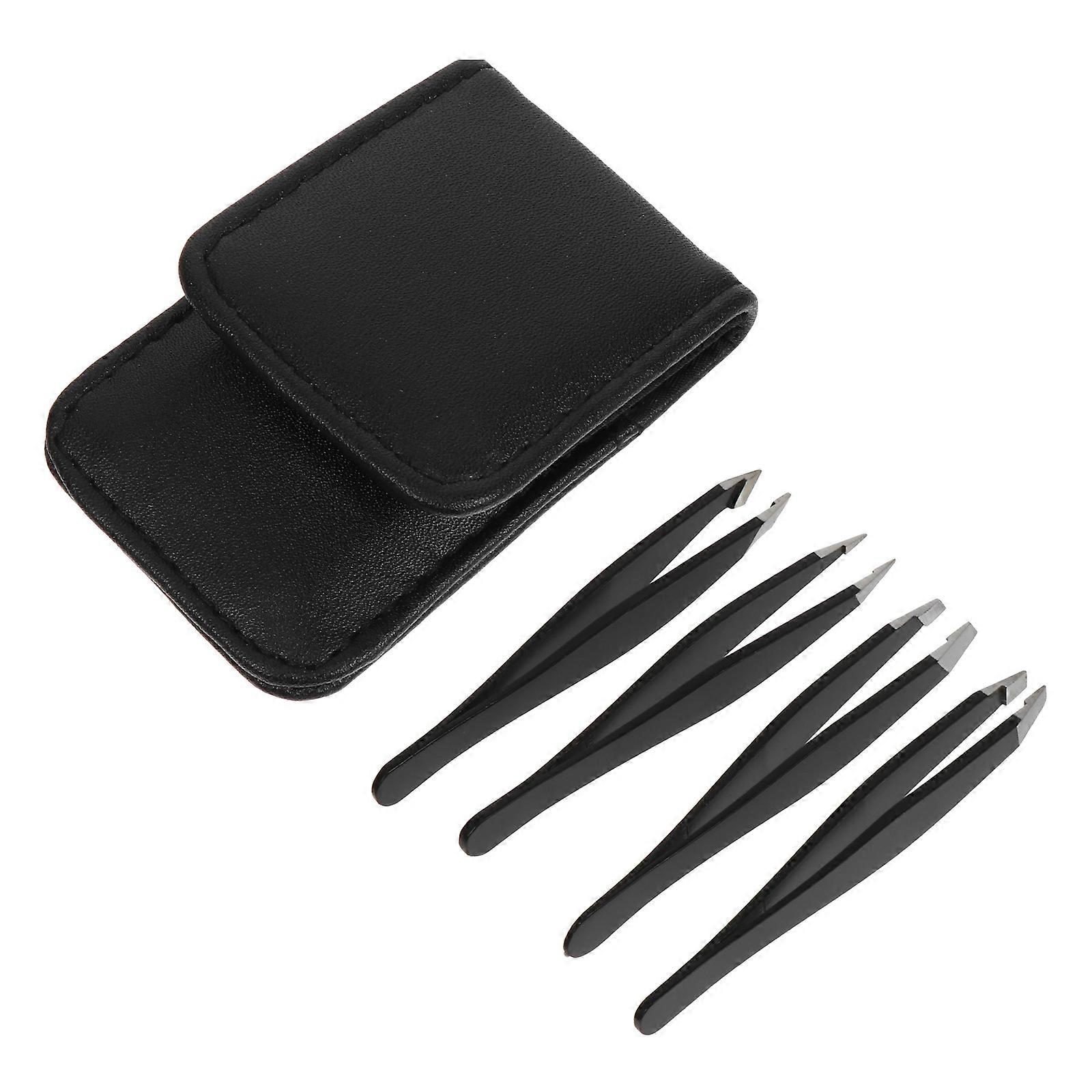 Pince à sourcils en acier inoxydable noir Outil de beauté durable pour un usage domestique Conception ergonomique 1 ensemble