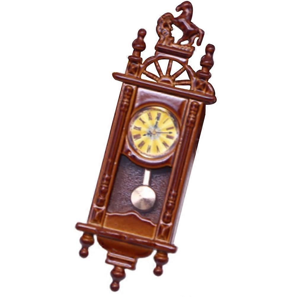 Brown Mini Clock Ornament Ideal For Collectible Display In Diorama Props With Decorative Function In 1Pack