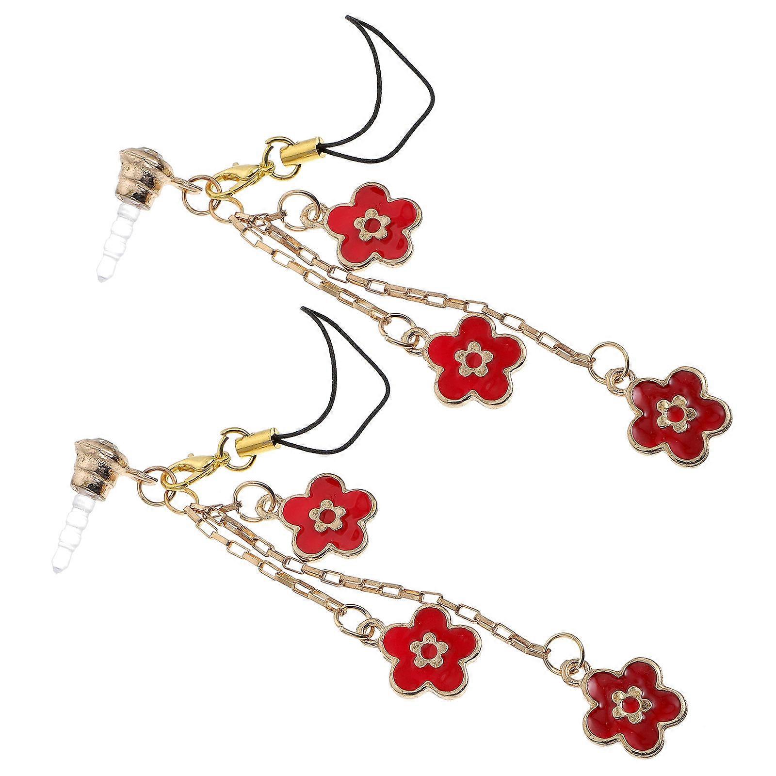 2Pcs Earphone Dust Plugs Flower Pendant Phone Dust Plugs for 3.5 mm Headphone