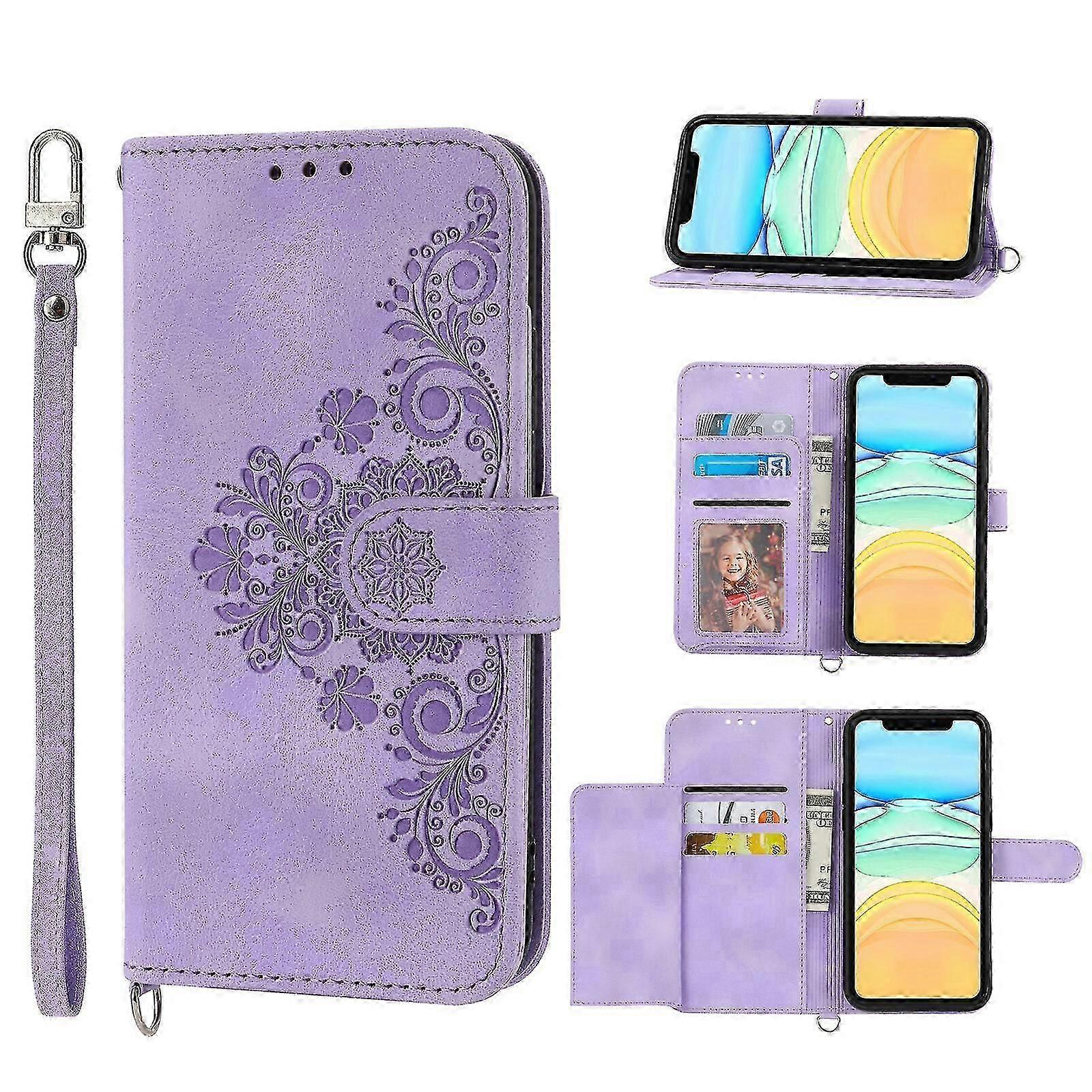 For iPhone 12 Mini Case, Leather Wallet Flip Case With Strap