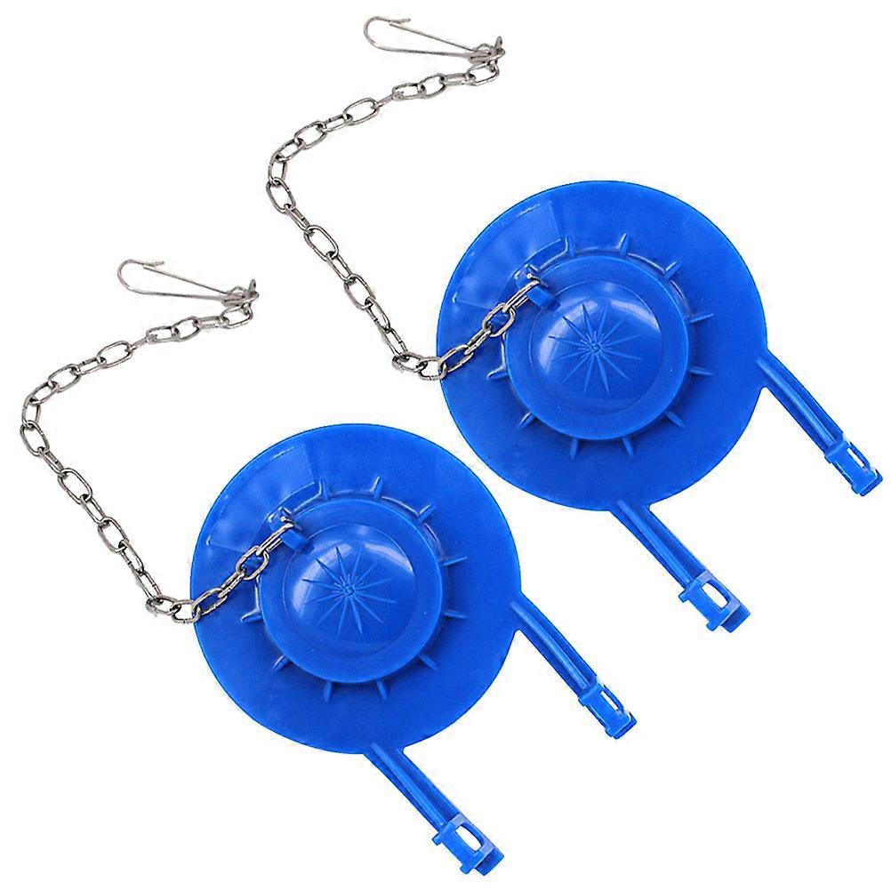 Durable PVC Toilet Drain Valve with Stainless Steel Chain for Home Office Hotel Use Blue 2pcs