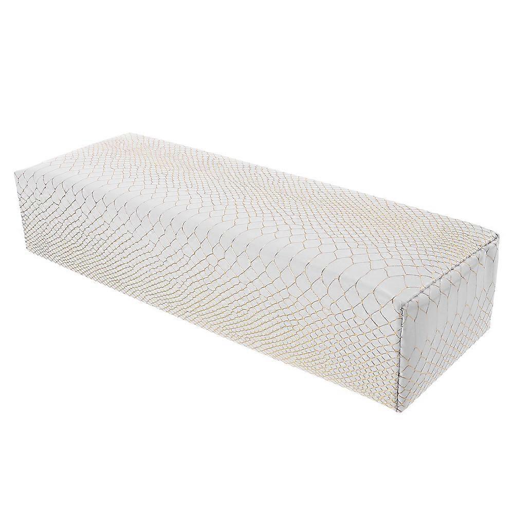 Nail Art Hand Rest with Comfortable Cushion for Manicure in White PU 7.8 x 3.9 x 2.4 inches
