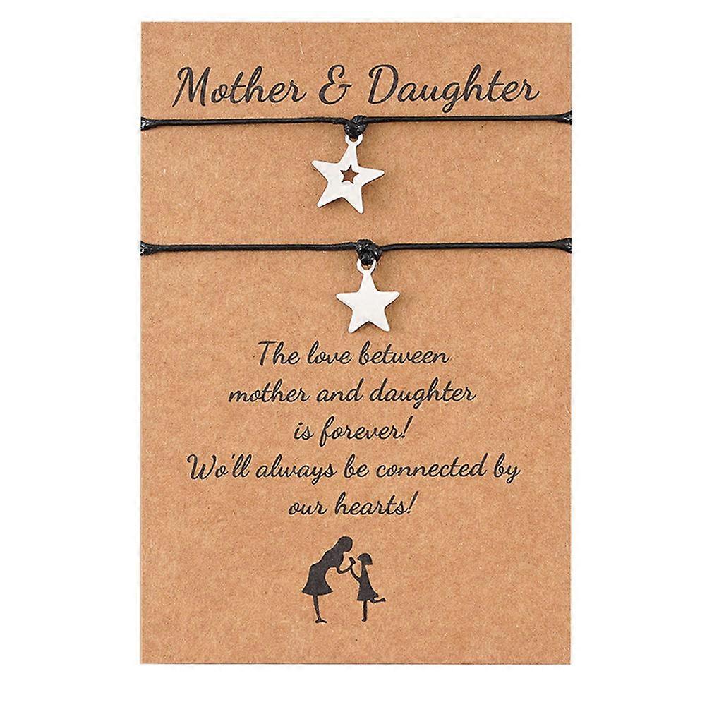 Matching Mother Daughter Bracelet with Stainless Steel Charms Adjustable Length Multi Color 6 5 Inches