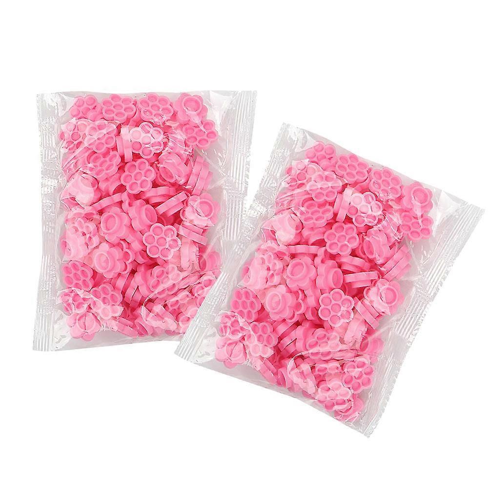 Eyelash Grafting Cup Plastic Eyelash Glue Cup Grafting Aid Tool Pink 1.7x1.7cm Holds Eyelash Glue 200Pcs