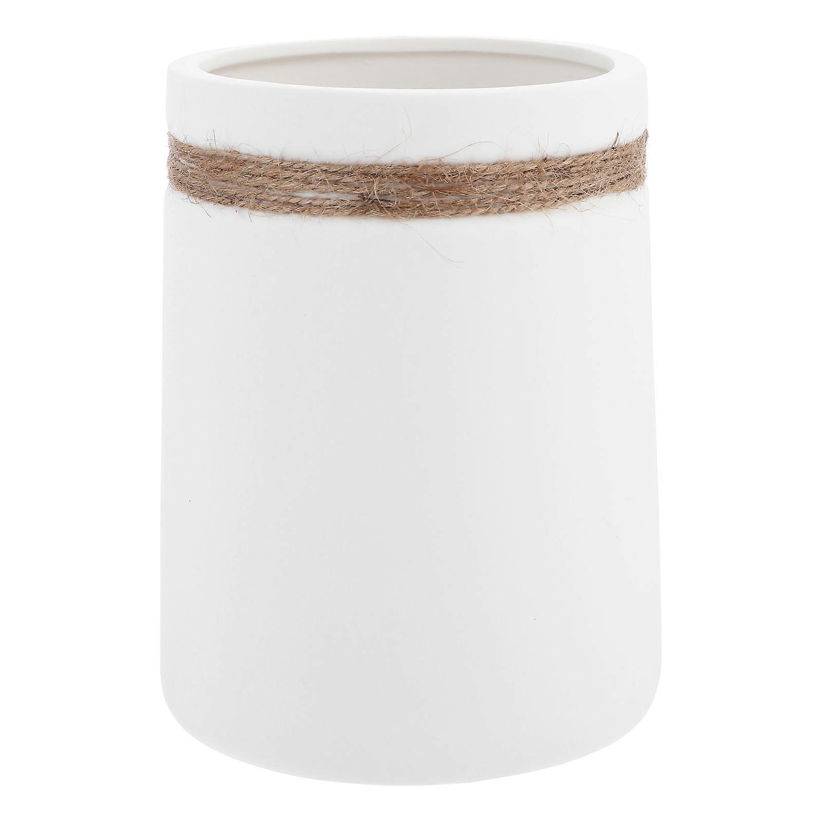 Ceramic Flower Vase for Home Decor with Smooth Polished White Surface