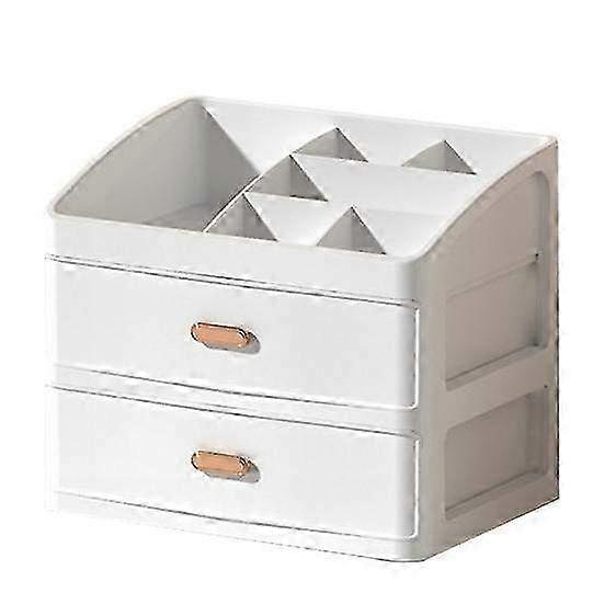 Large Dustproof Box Drawer with 2 Clear Desktop Storage Compartments - Multi-Functional Organizer for Office Supplies & Countertop Use