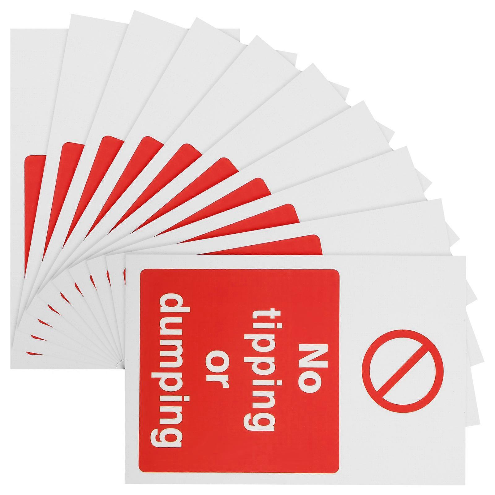 No Dumping Warning Stickers for Public Areas with Self Adhesive 10Pcs