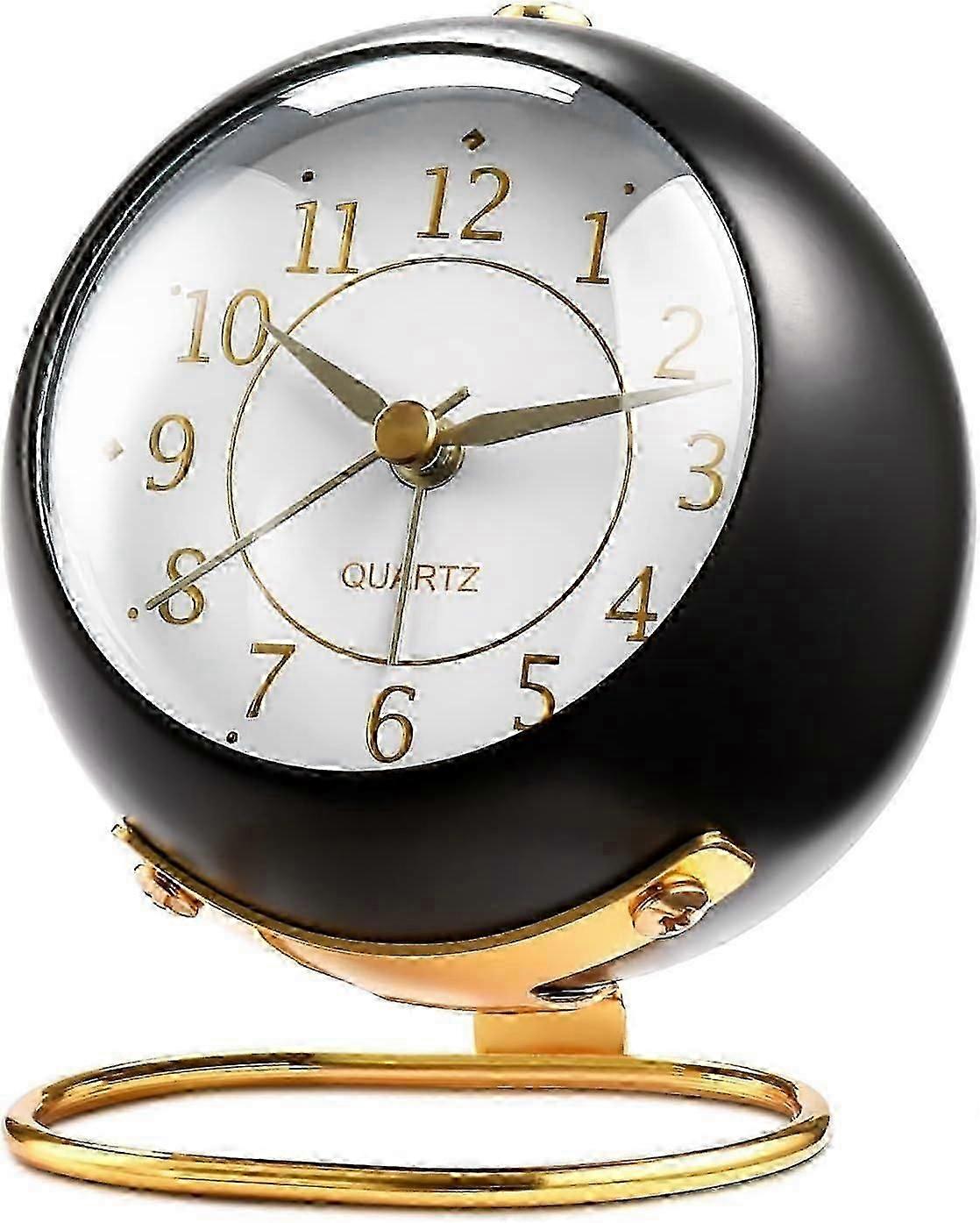 Analog Alarm Clocks,retro Backlight Cute Simple Design Small Desk Clock With Night Light,silent Non-ticking,battery Powered
