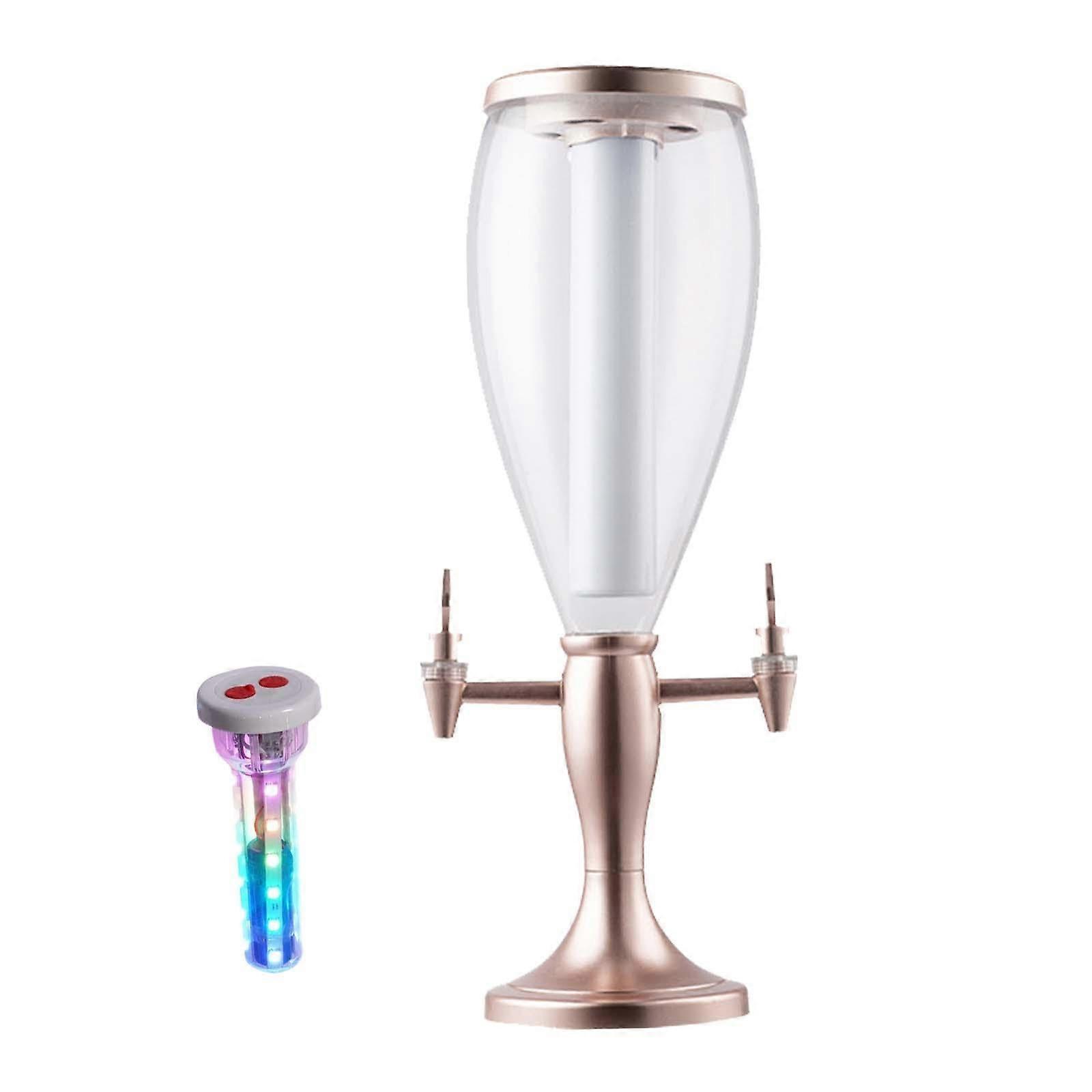 Beer dispenser, juice dispenser, 3L, sturdy beer tower with large capacity and ice container for bar accessories, rose gold