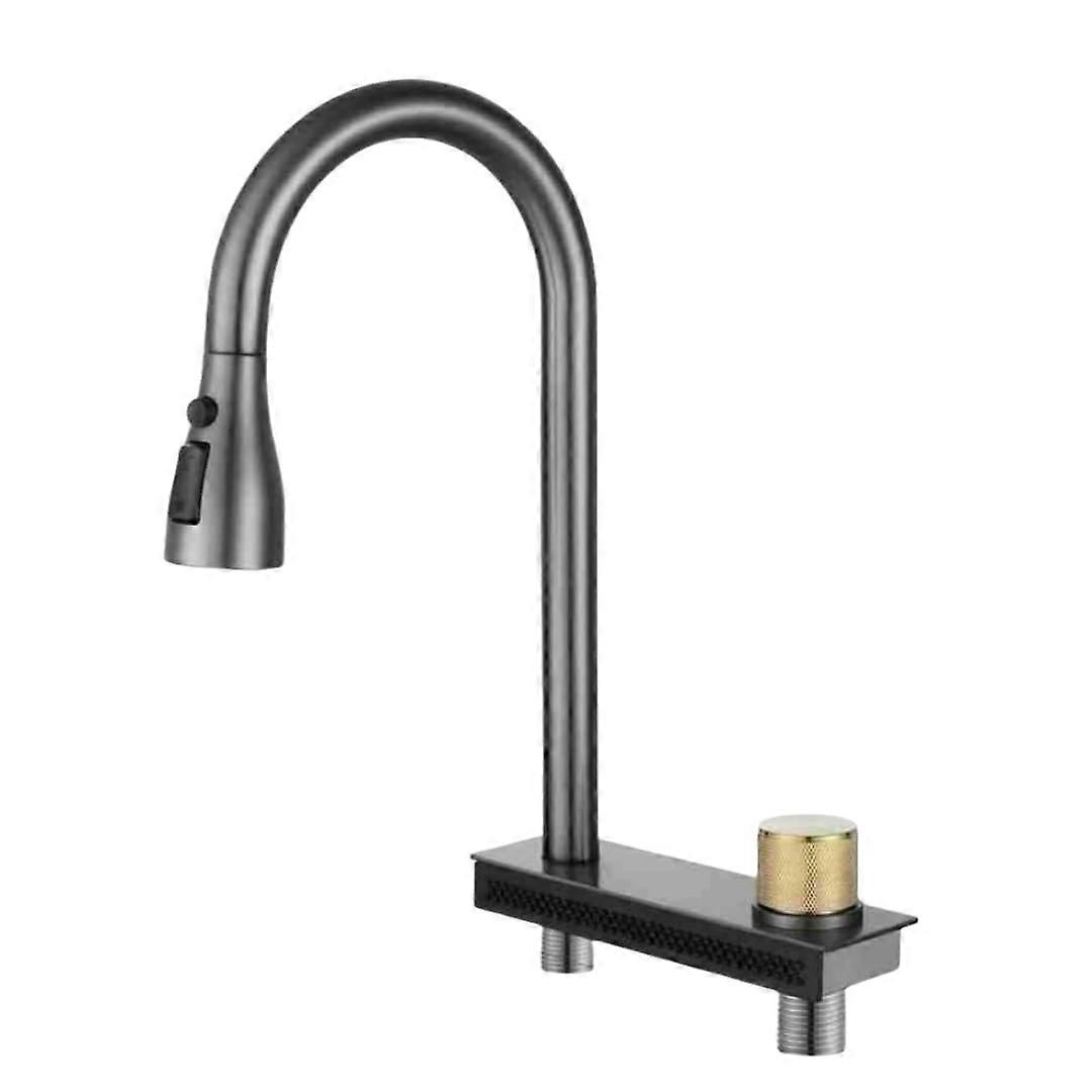 Kitchen Tap Stainless Steel Waterfall Tap Single Basin Sink Vegetable Basin Rain Pull Tap Double Hole Pull Rain