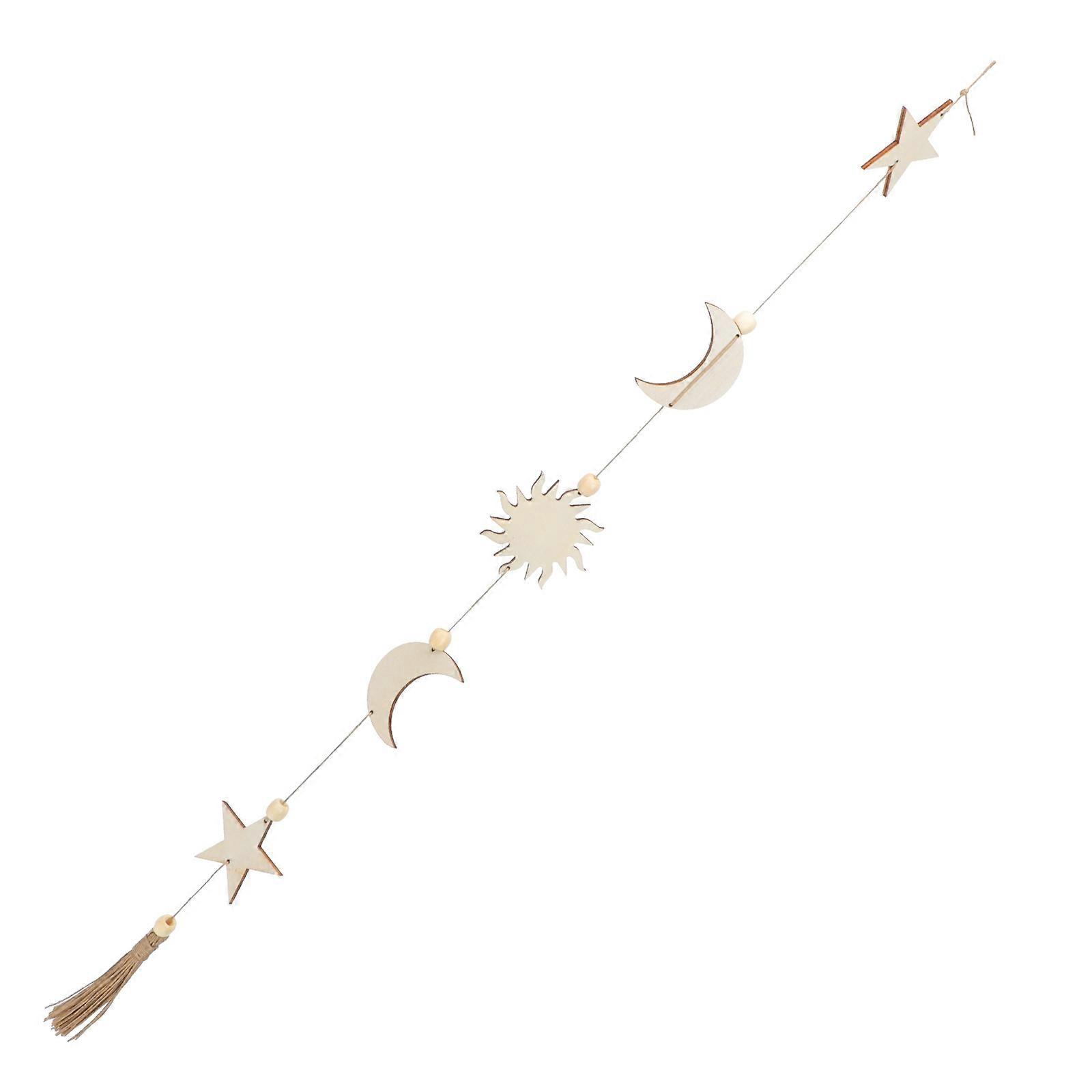 Charming Star And Moon Pendant For Wall Decor In Bedroom Corridor 75x5cm Unique Craft 1Set