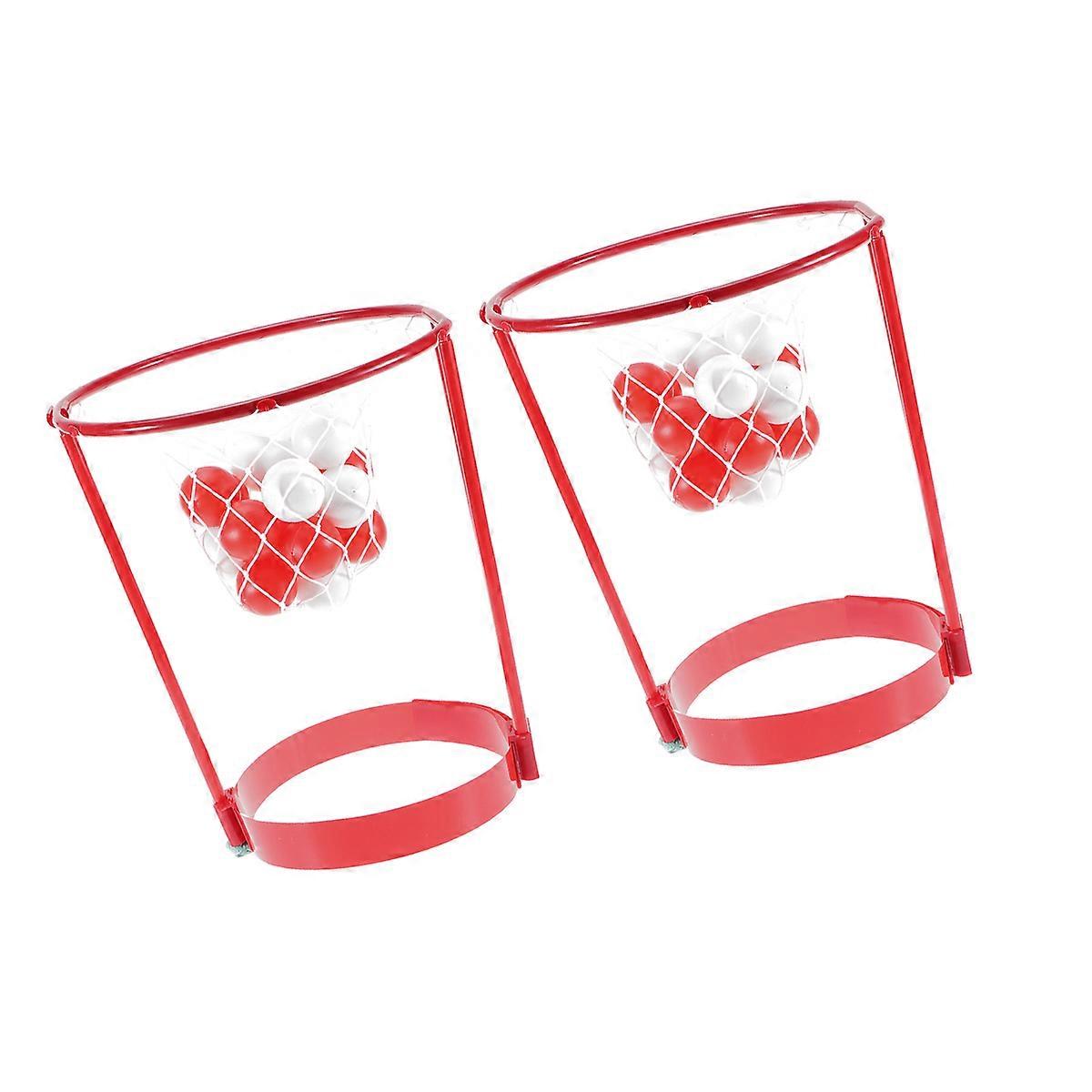 Red Plastic Basketball Hoop Toy with 2pcs Headbands for Kids Playing Fun Indoor Outdoor 5.9 Inches