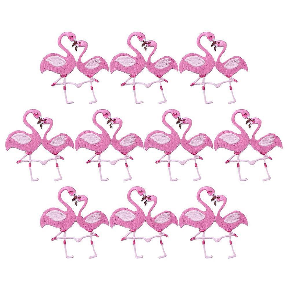 Flamingo Patches 10Pcs Pink Cloth Embroidered Patches for DIY Use, Durability