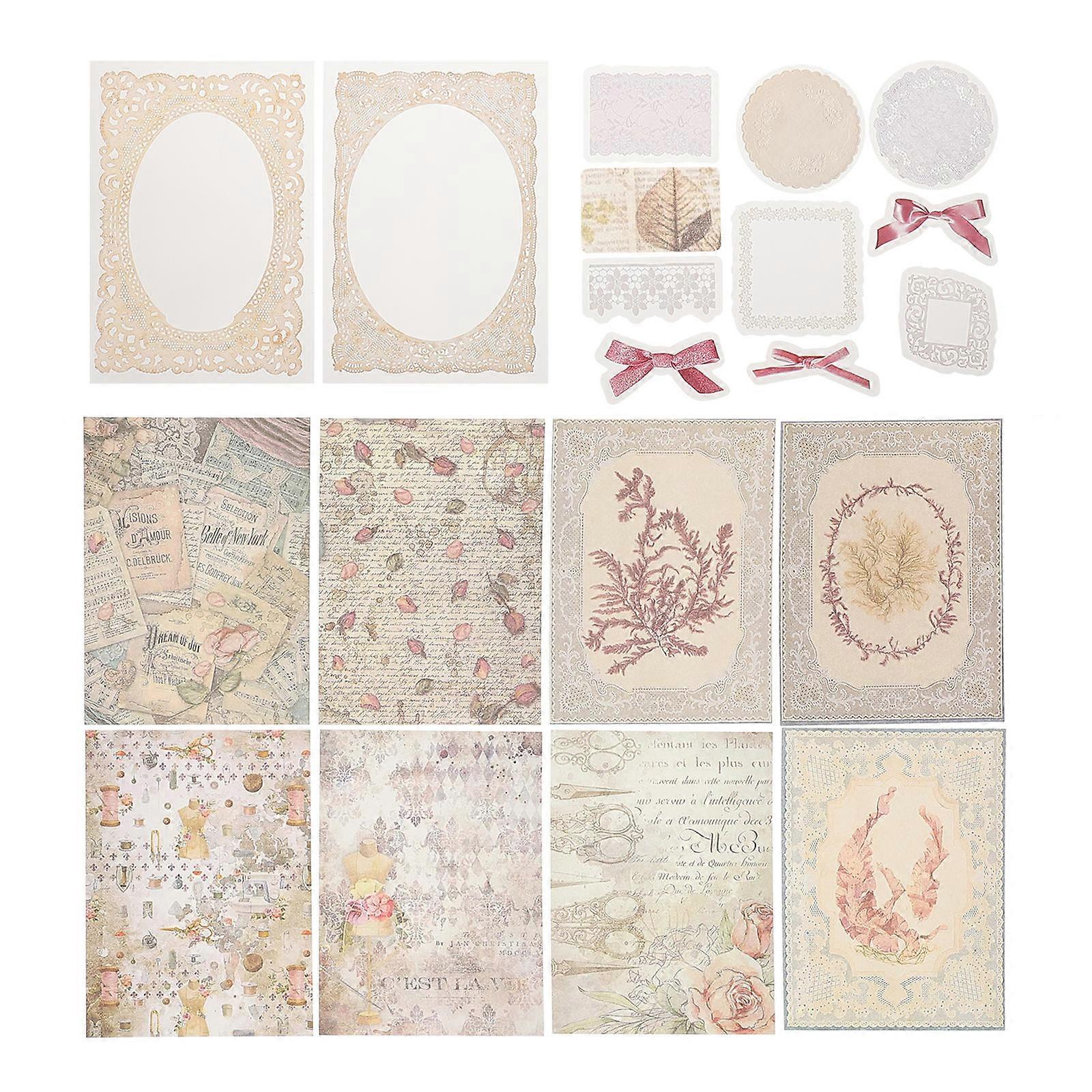 Scrapbook Decoration DIY Hand Account Sticker Set 1 Set Light Brown Retro Style For Craft Projects