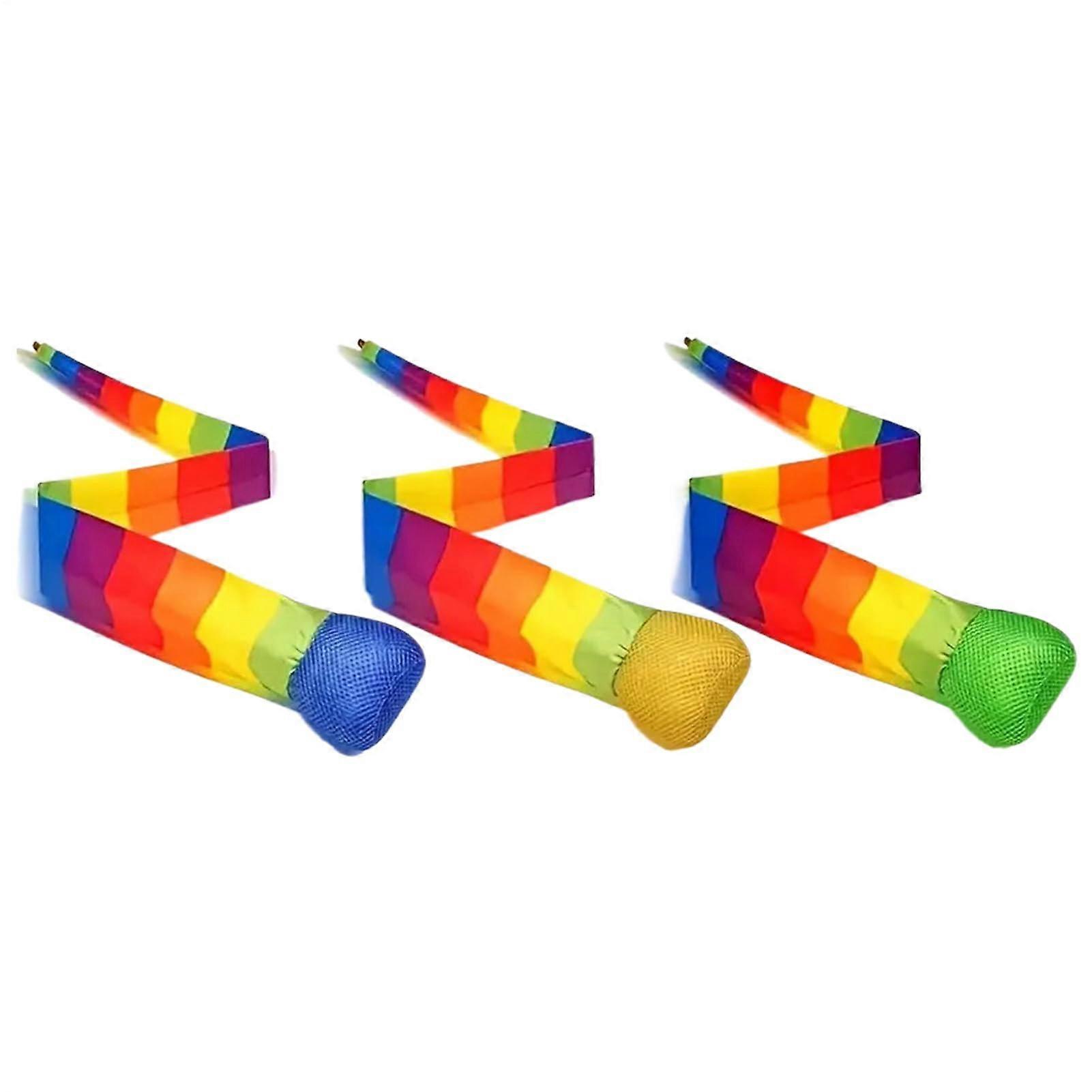 Rainbow Play Balls 3 Sports Balls with Rainbow Tails Fun for Throwing and Catching Games in School, Garden, Park Activities