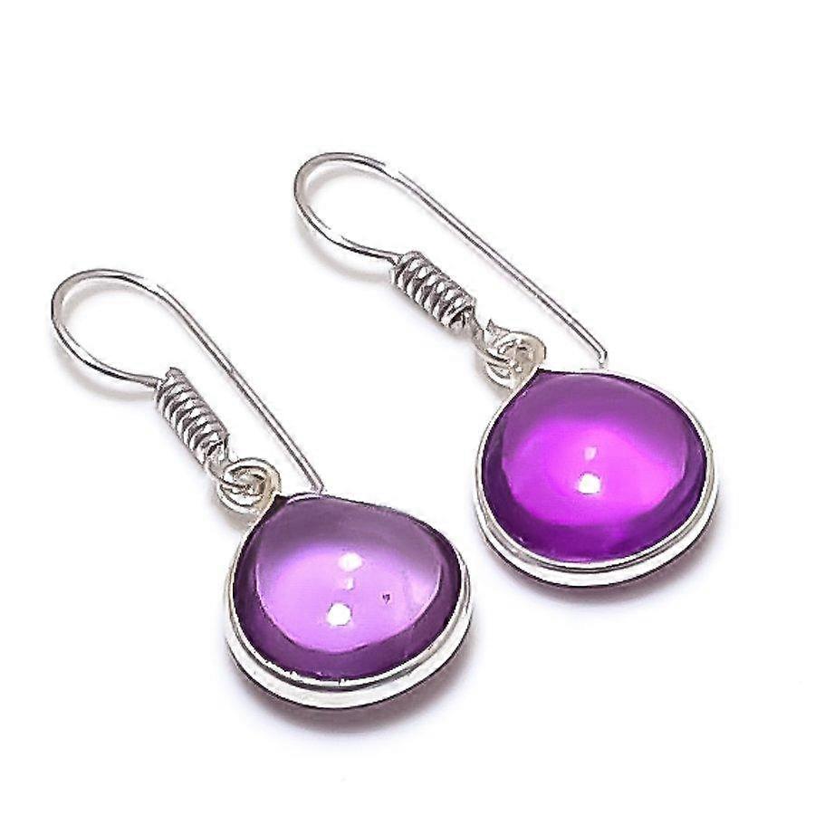 Natural Sage Amethyst Gemstone 925 Sterling Silver Jewelry Earring 1.18" F3c66