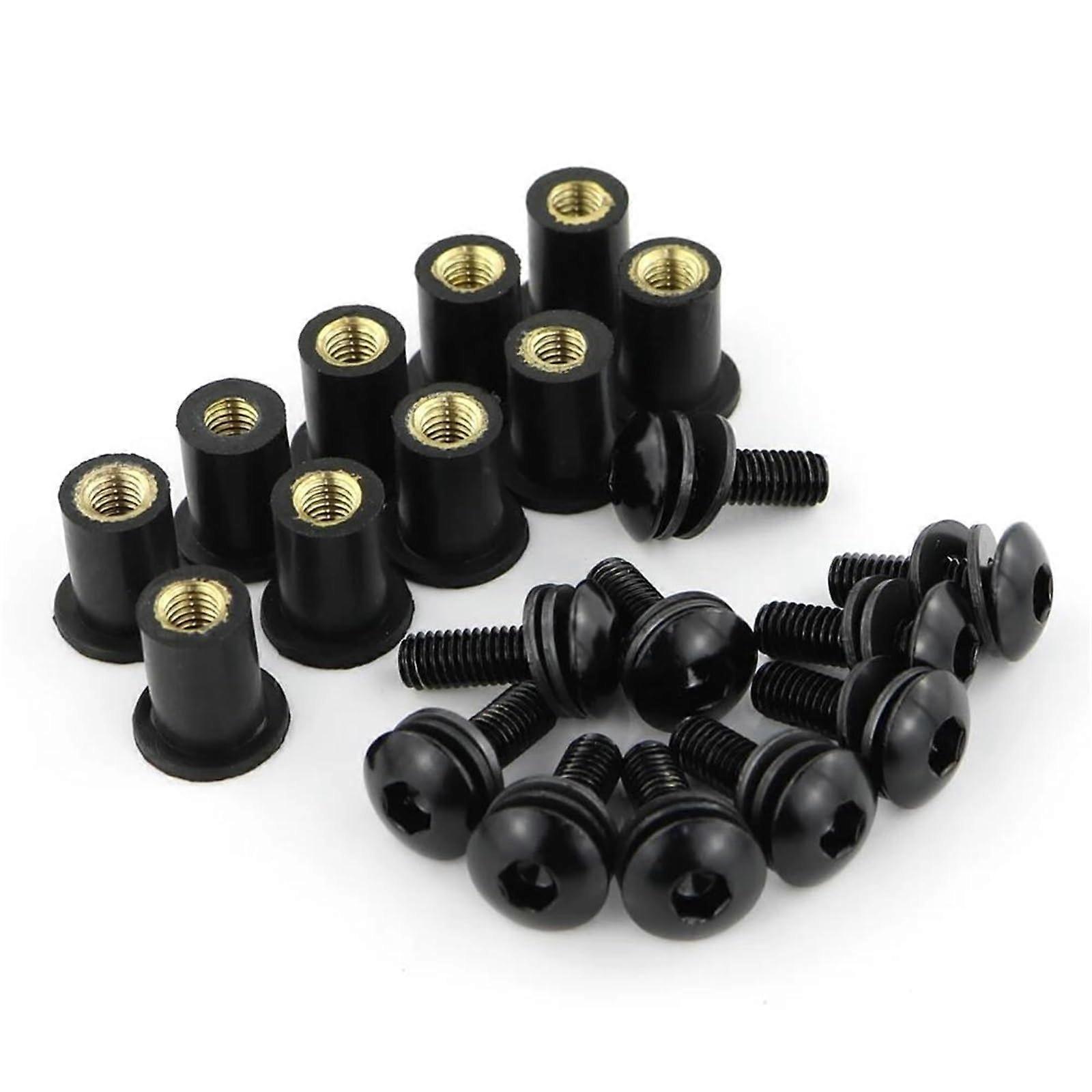 M5 Motorcycle Windshield Screws Set for Yamaha FZ6 FZ6R Fazer 2010-2016, Black Bodywork Bolt Nut Kit