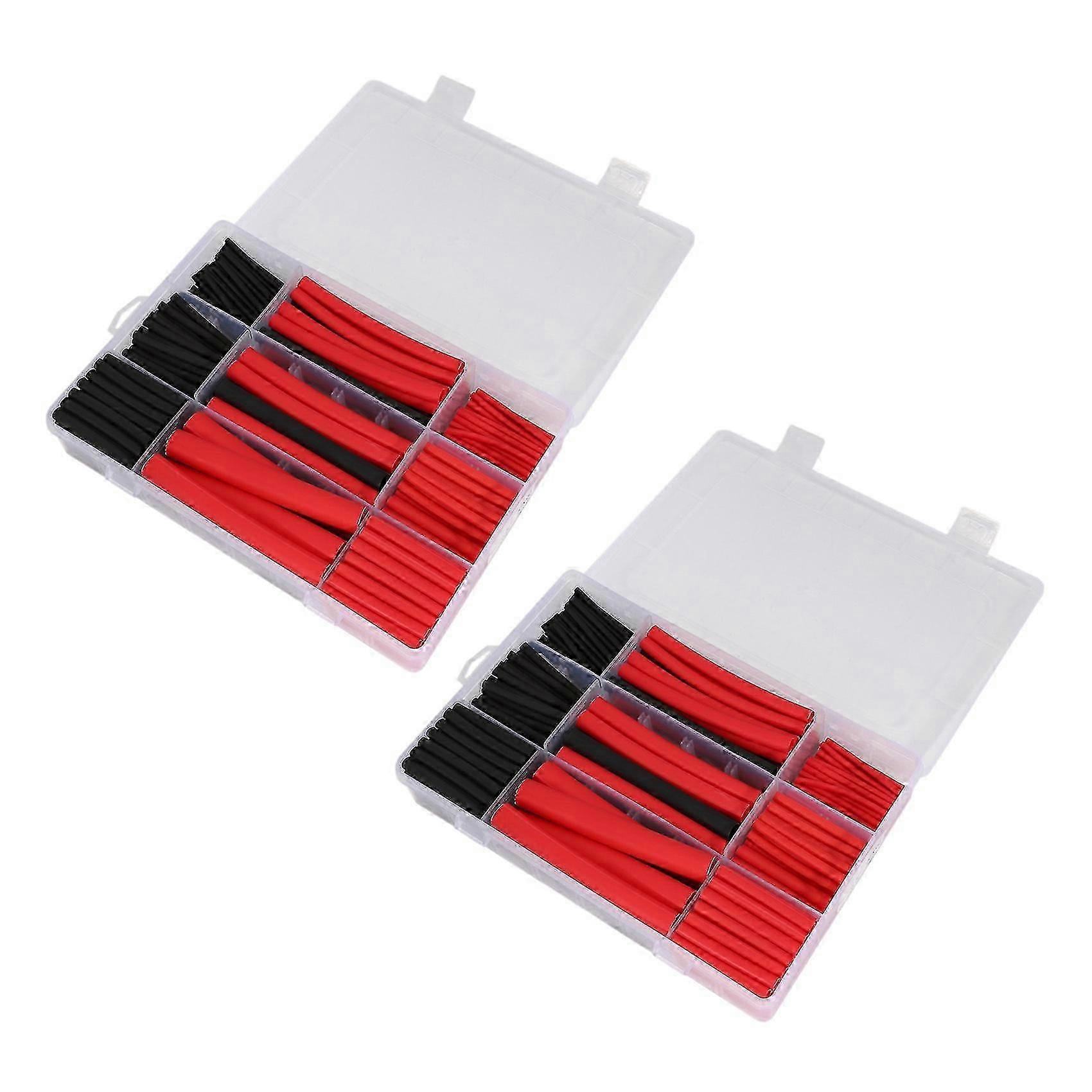 540pcs 3: 1 Shrink Ratio Dual Wall Adhesive Lined Heat Shrink Tubing Tube 6 Size 2 Color Kit Black