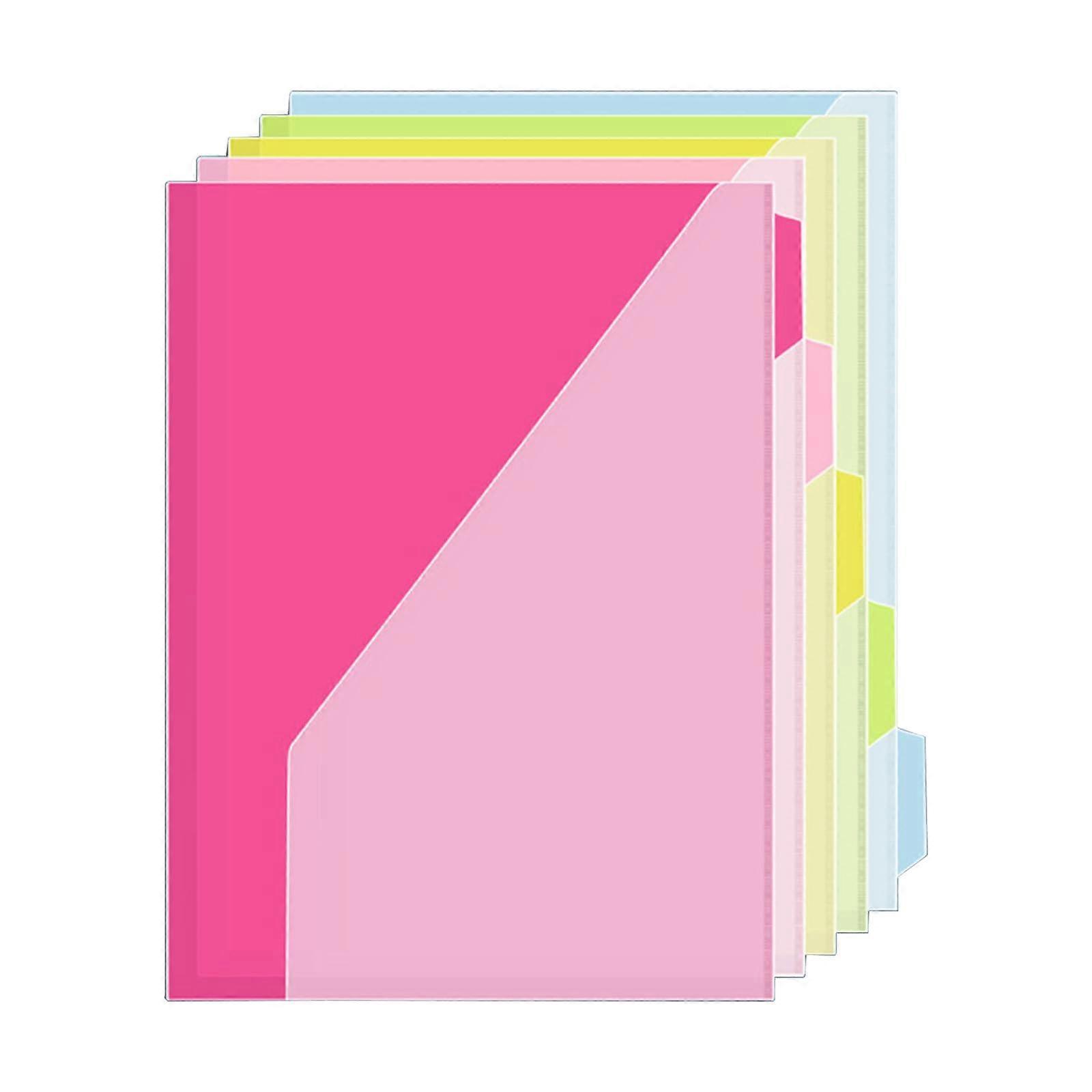5 PCS Document Organizers with 3 Holes, Plastic Index Dividers, A4 Size File Folder Protectors for Office and School Use