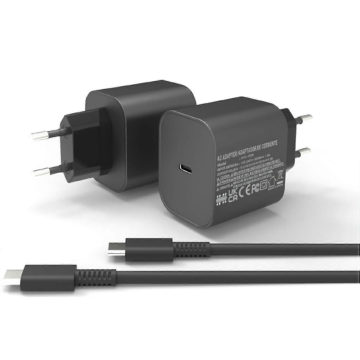 HYC-1638 EU Plug 60W Charger for Nintendo Switch 2 Game Console USB C Power Adapter with Cable