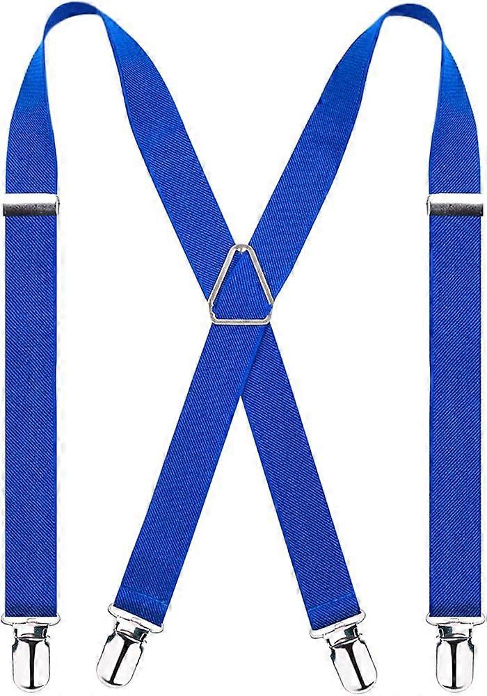 Solid Skinny Suspenders X Shape for Men with 4 Clips