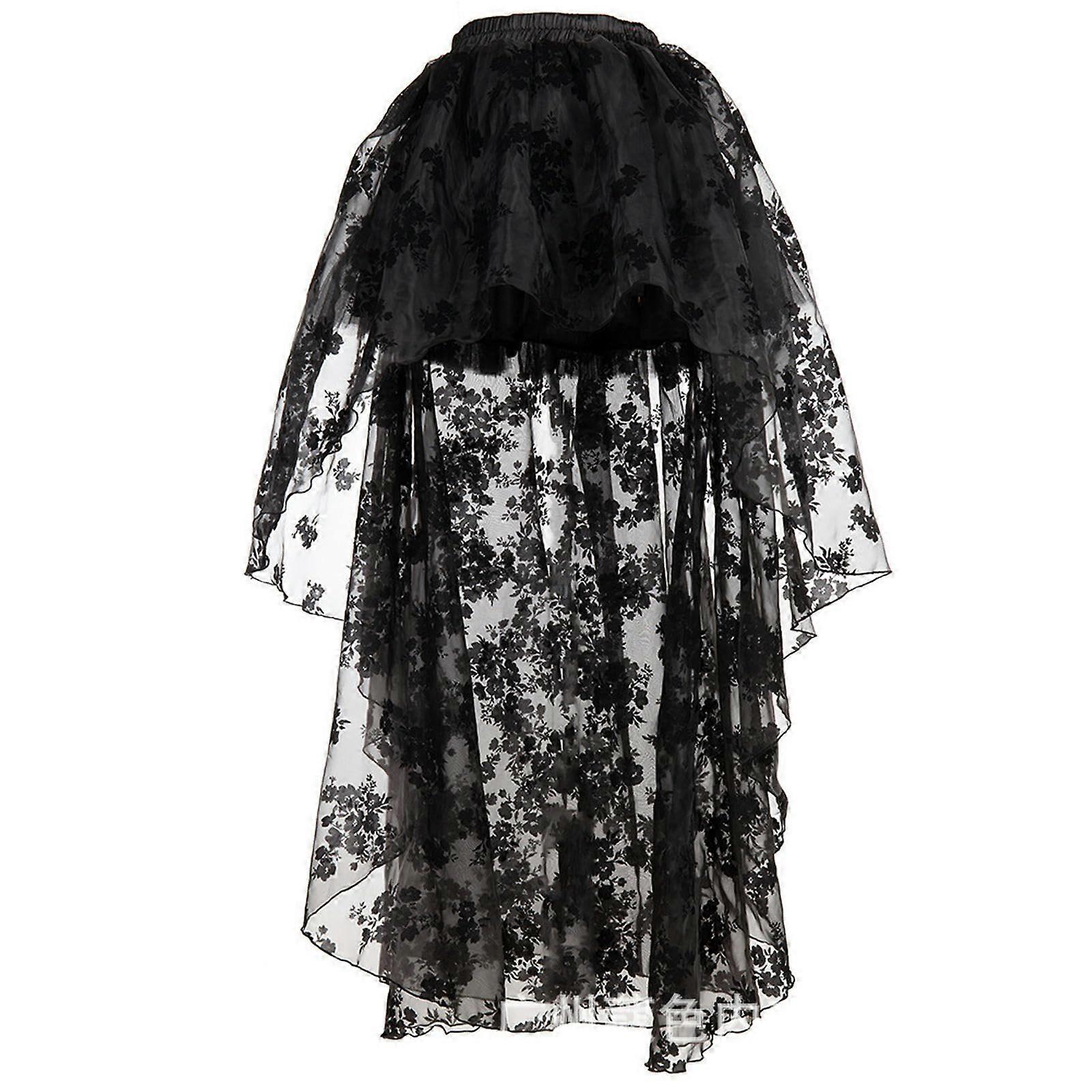 Summer Short Front and Long Back Irregular Skirt Thin Large Size lace Embroidered Skirt Slim FloorLength Skirt Black 6XL 6XL Black Ref: 7409