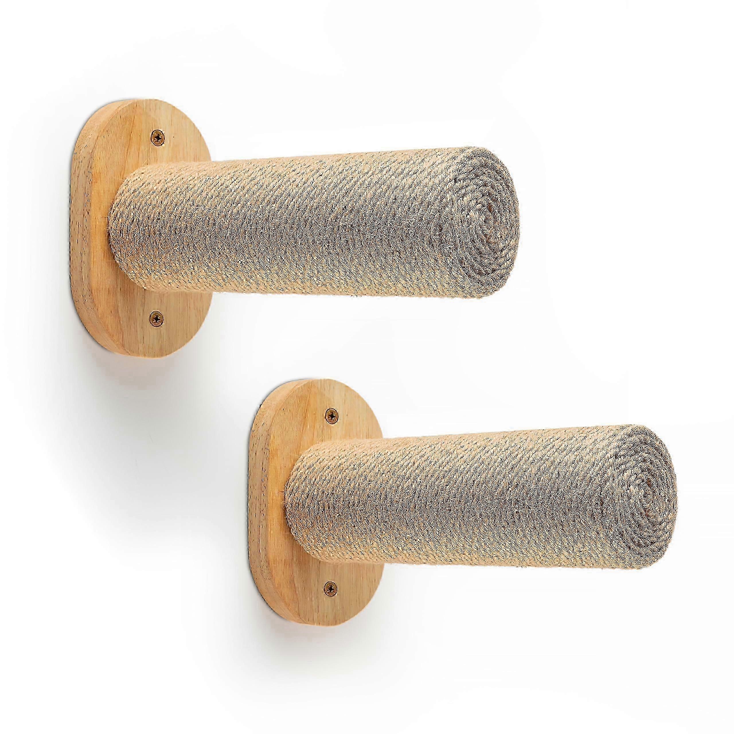 Confezione da 2 scale per gatti montate a parete in legno per arrampicarsi e graffiare